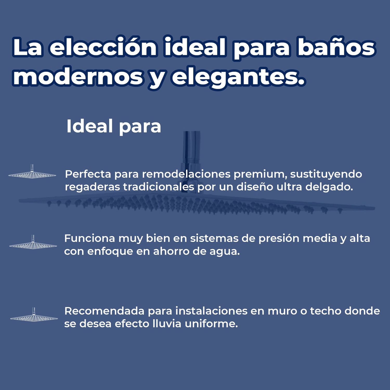 Regadera Cuadrada 12 x 12" Ultraplana Chorro Fijo Helvex H-3011