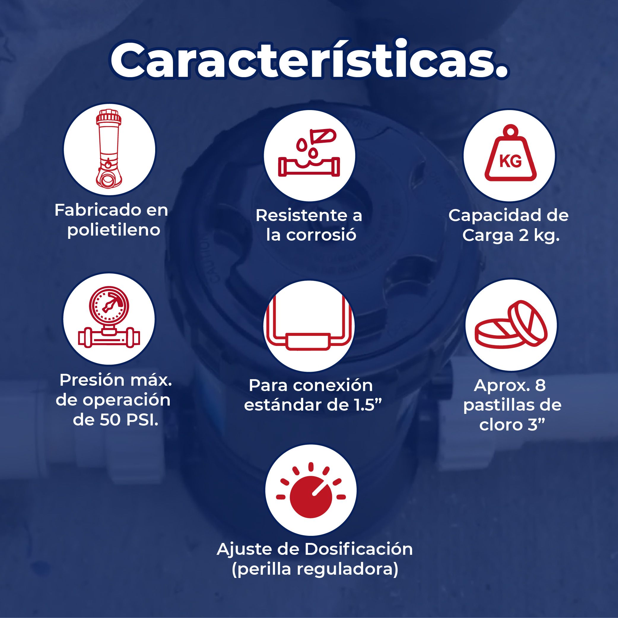 Clorador Automático Para Pastilla en Linea C/Válvula 2 KG