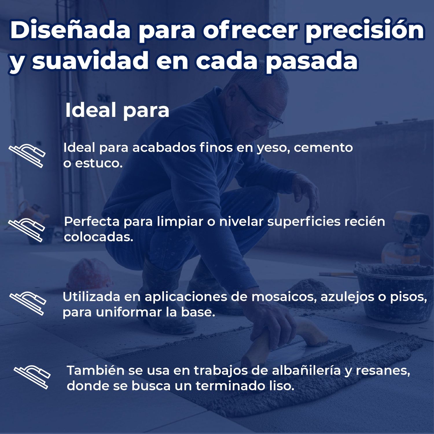 Llana de hule 9-1/2", espesor 5/8" acabado extra liso, Truper