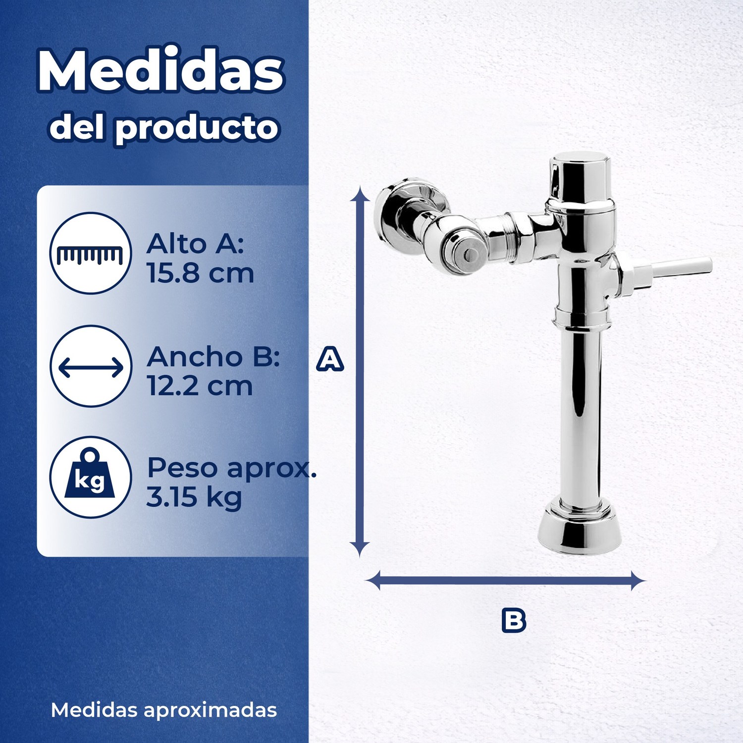 Fluxómetro de Manija Helvex para WC 110-38-3.5 Cromo