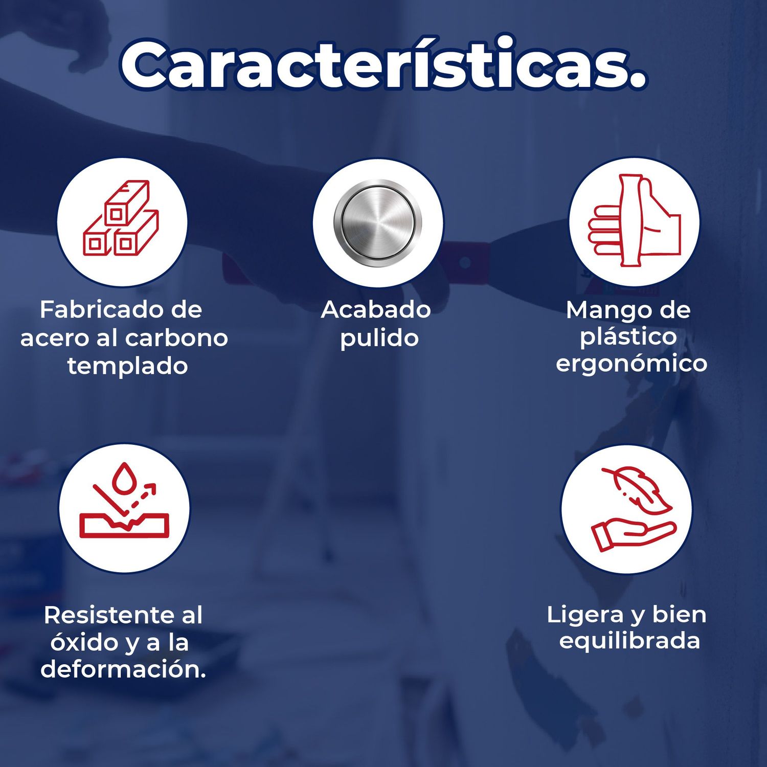 Espátula recta acero 4 Pulgadas BYP rígido con mango de plástico