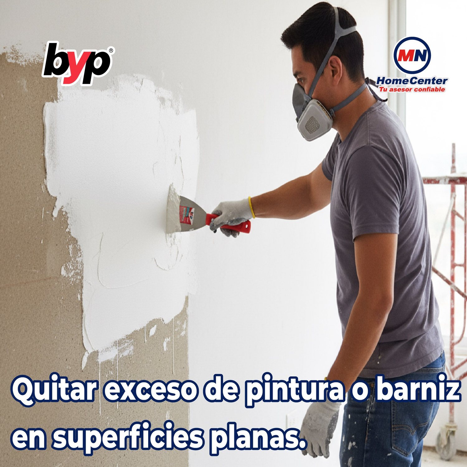 Espátula recta acero 4 Pulgadas BYP rígido con mango de plástico