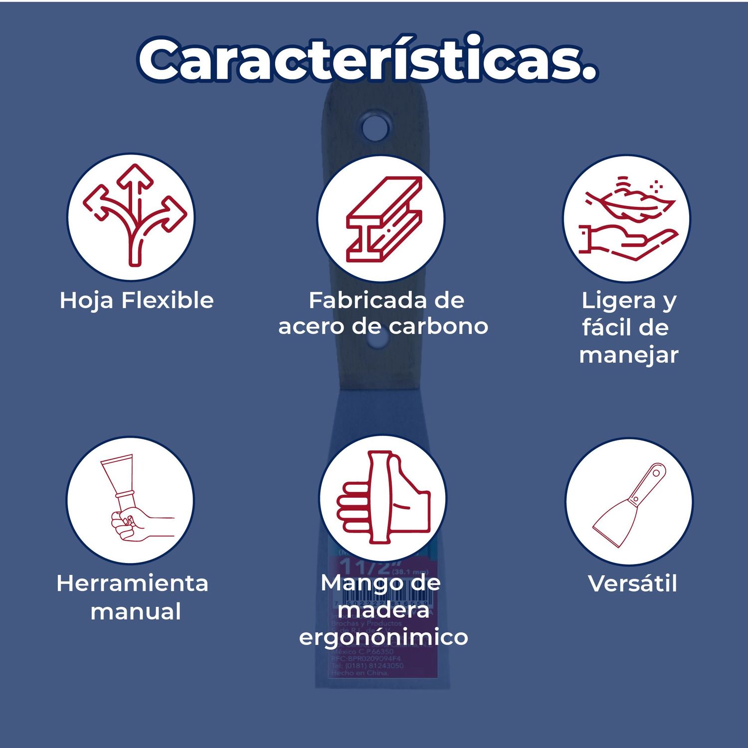 Espátula Flexible BYP Mango Madera 1½ pulg