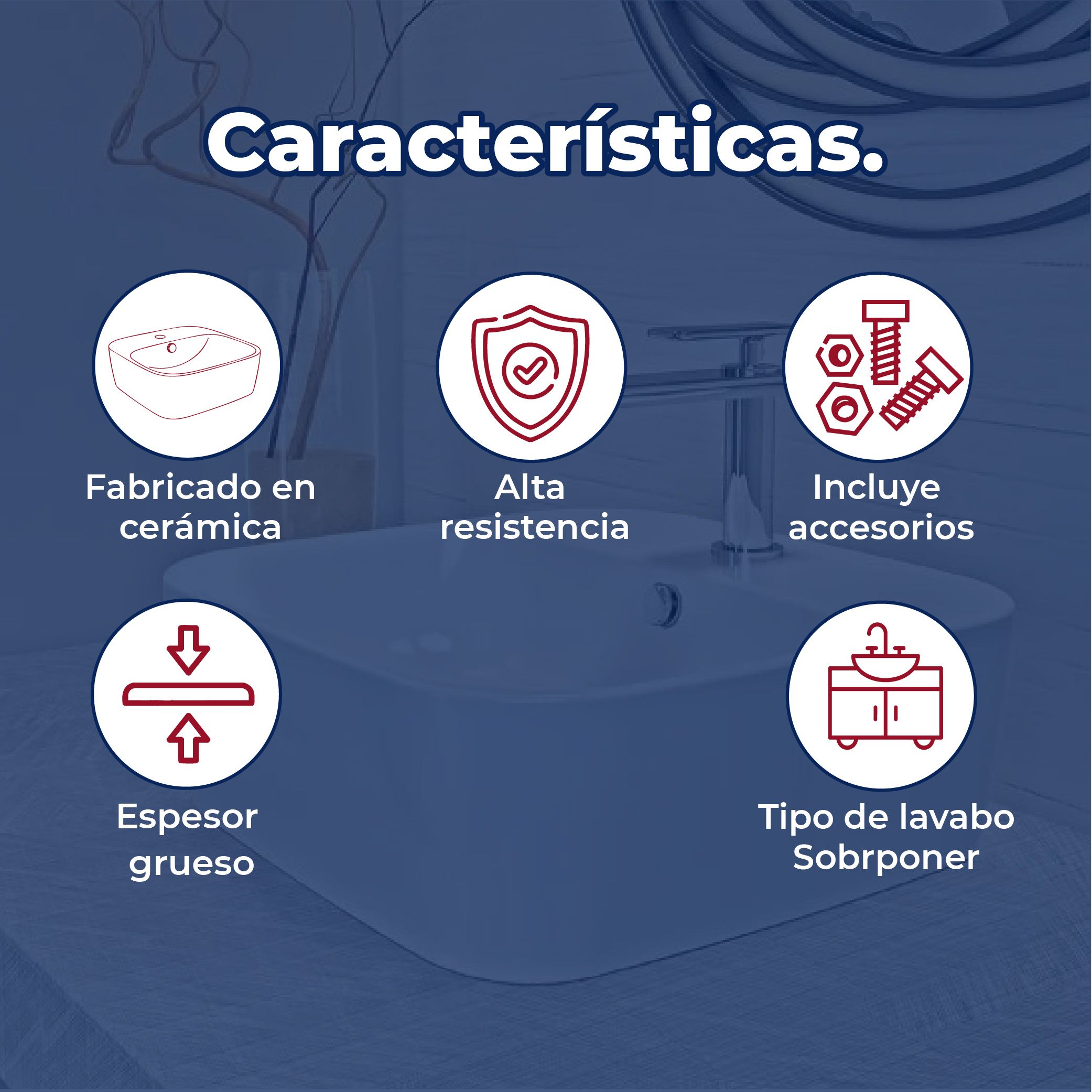 Lavabo de sobreponer rebosadero una perforación Blanco Helvex