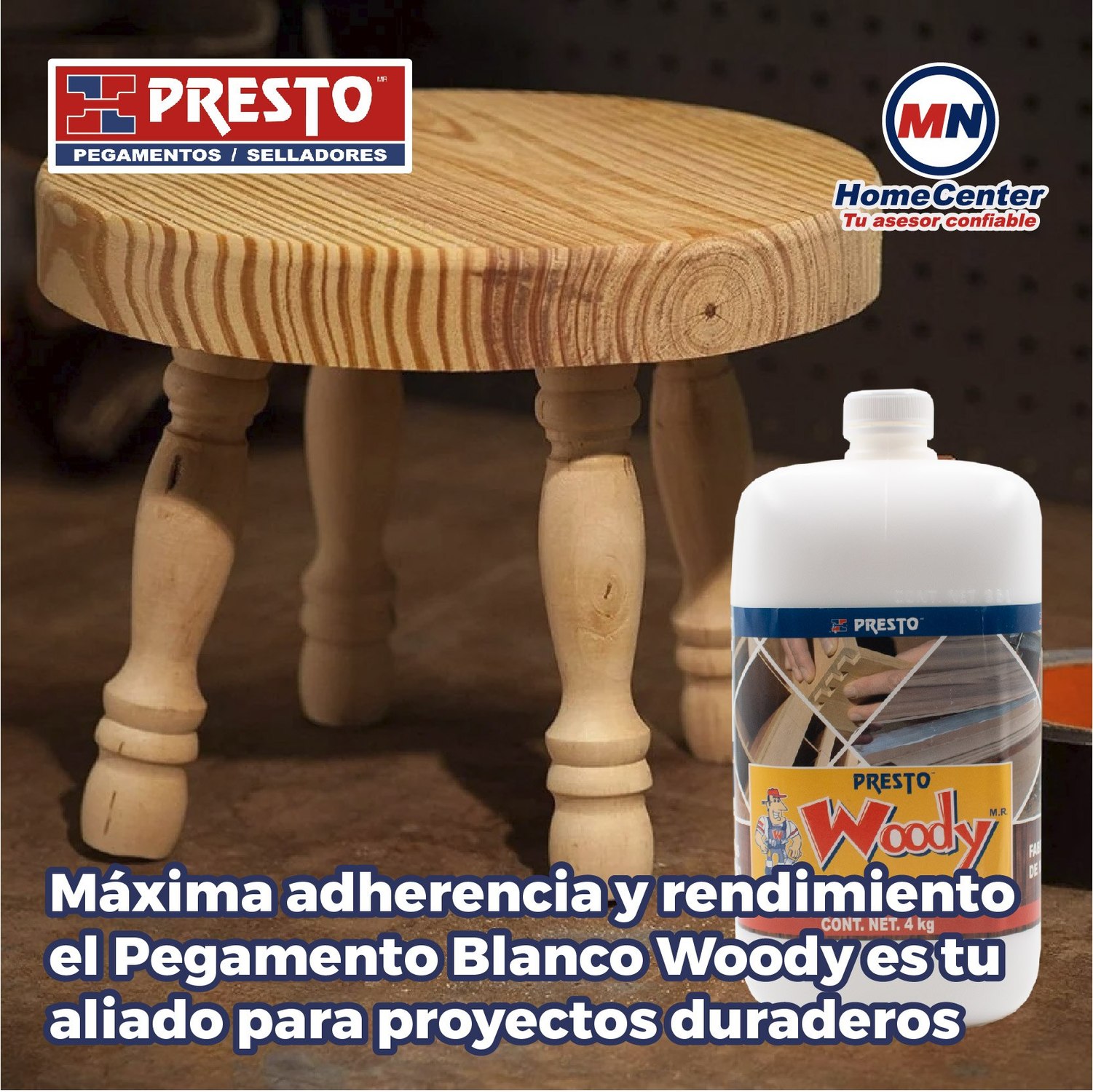 Pegamento Presto Woody Blanco 4 kg