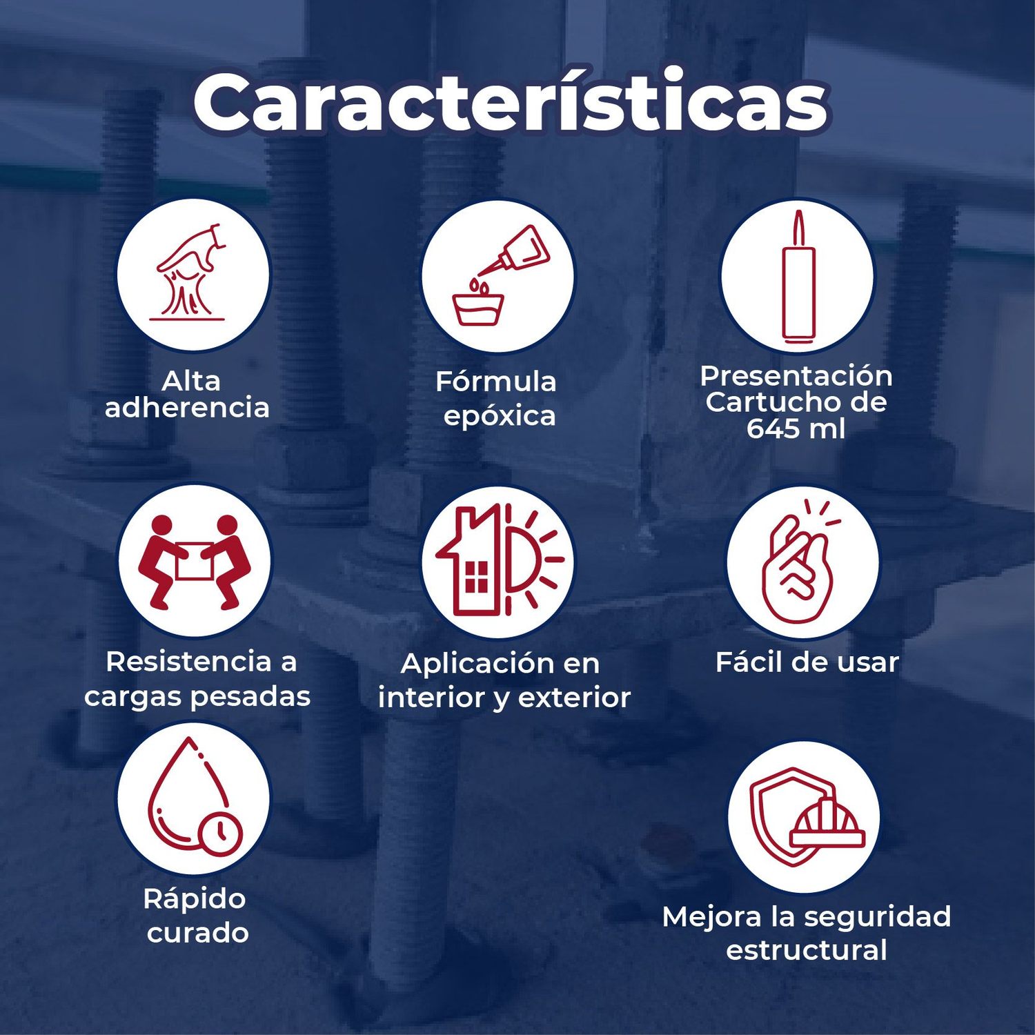 Anclaje Epóxico Estructural Presto Cartucho 645 ml