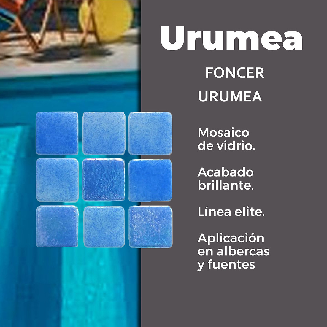 Mosaico Para Alberca Urumea Foncer 33.5x33.5 cm