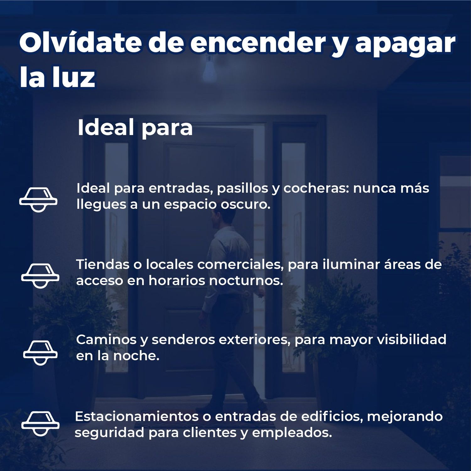 Foco LED Fotocelda Sensor Movimiento 9W Luz Cálida