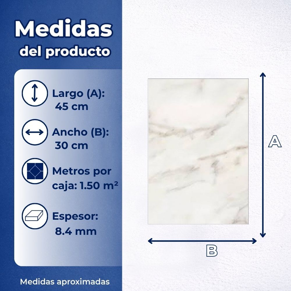 Muro Azulejo Tipo Mármol Dannes Blanco Daltile 30 x 45 cm