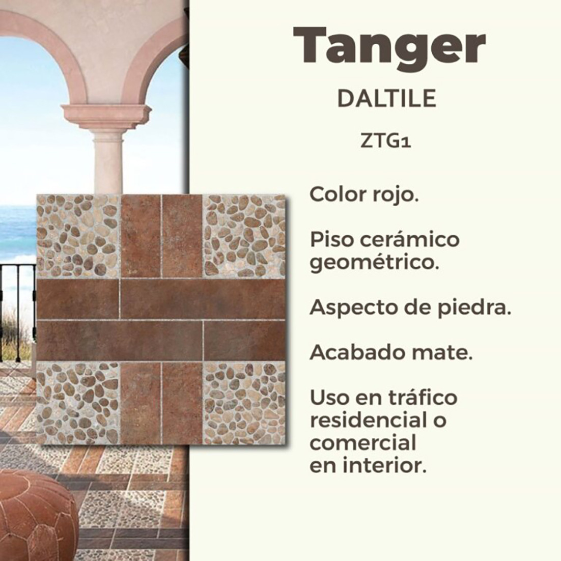 Piso Tanger Rojo Daltile 45x45 cm