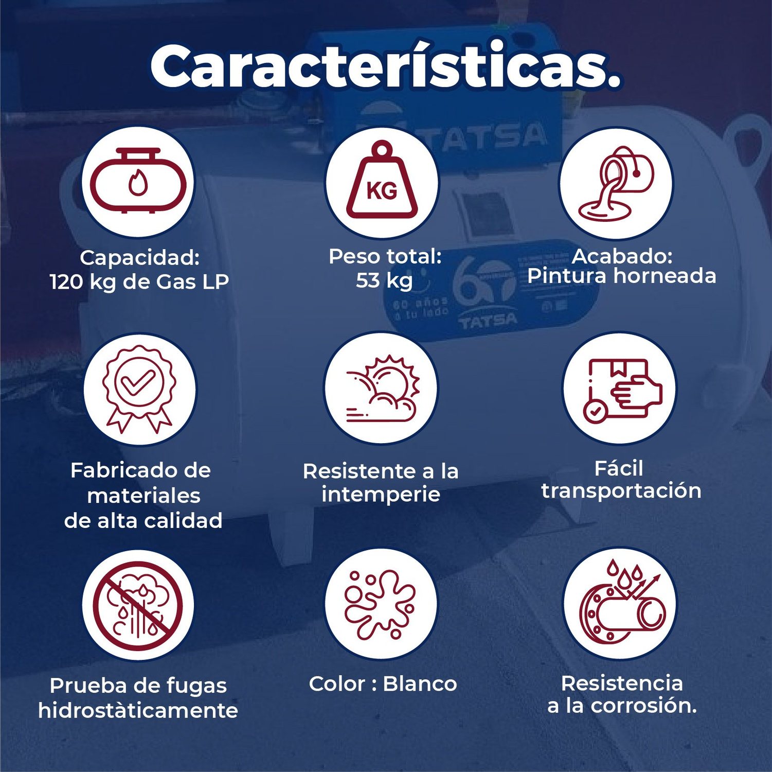 Tanque de gas estacionario 120 LTS tatsa