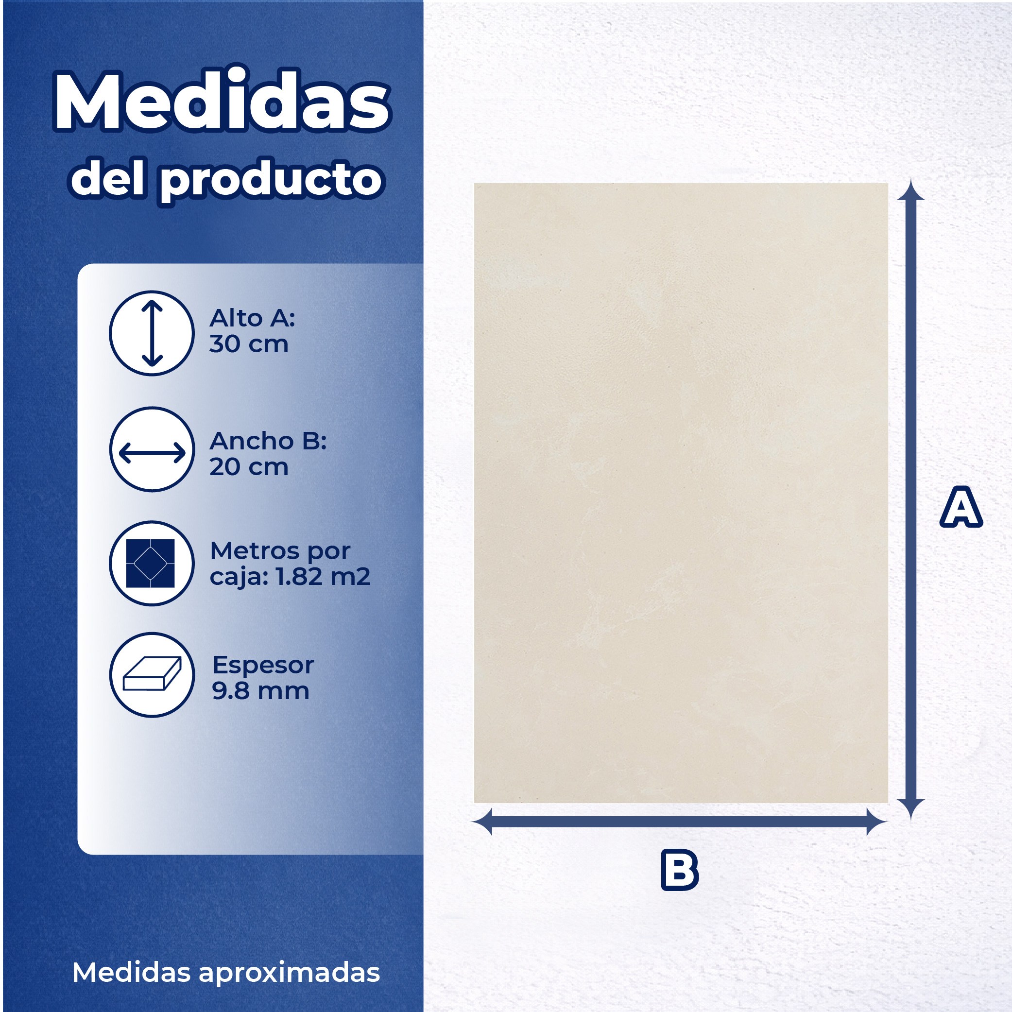 Muro Azulejo Aspen Hueso Vitromex 20 x 30 cm