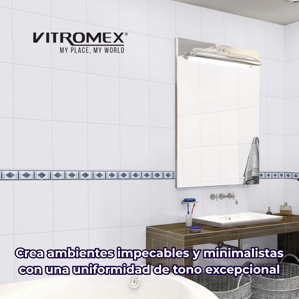 Azulejo Monocolor Helsinki Blanco Vitromex 20X30 1.82 M2