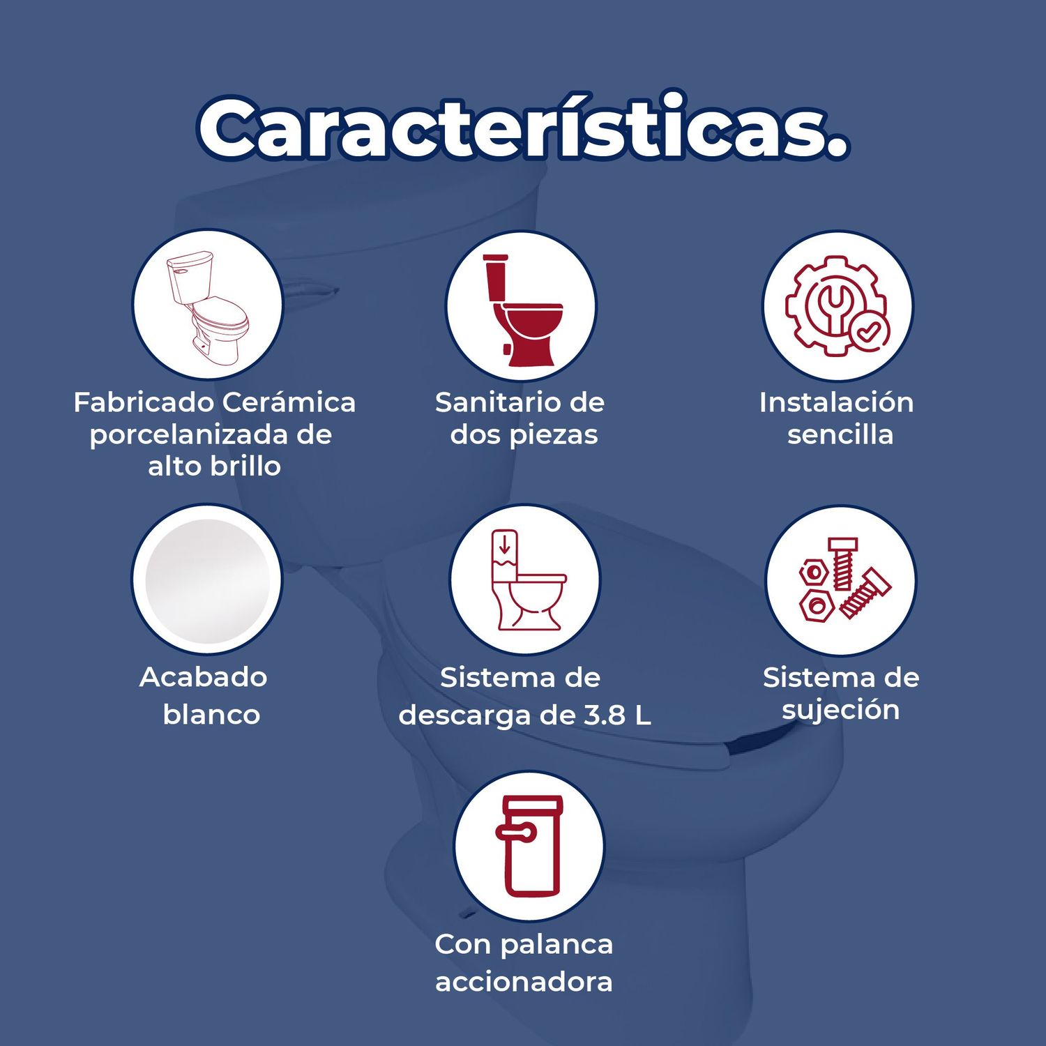 Sanitario Alargado Blanco Austral de Palanca Helvex 3.8 L