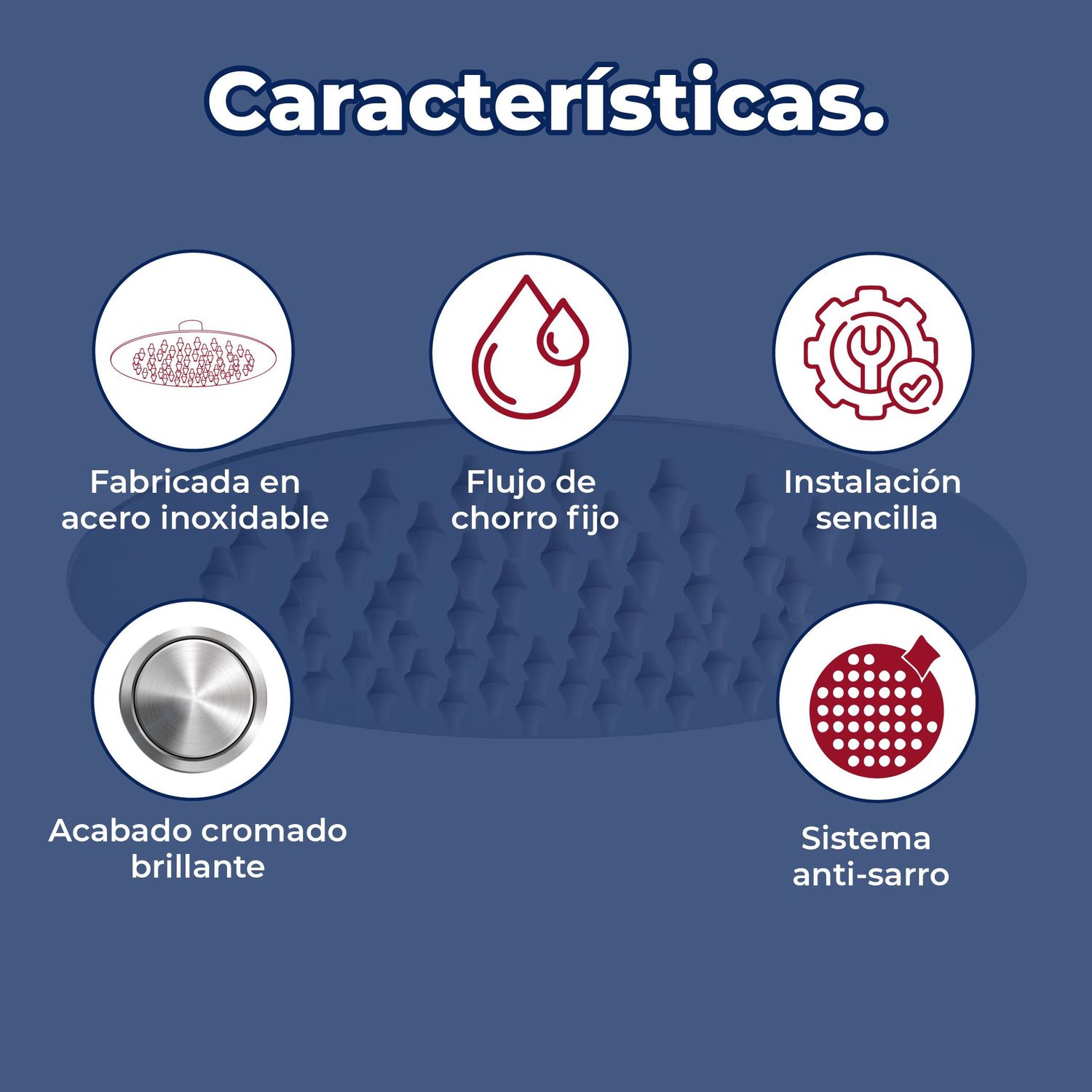 Regadera Sin Brazo Redonda Rugo Ultra Delgada 6X6" Acero Inox