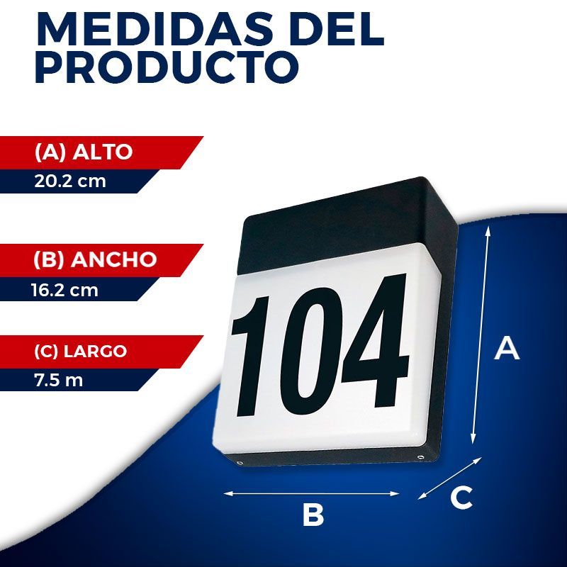 Luminario Led Números Sobreponer Muro Estevez