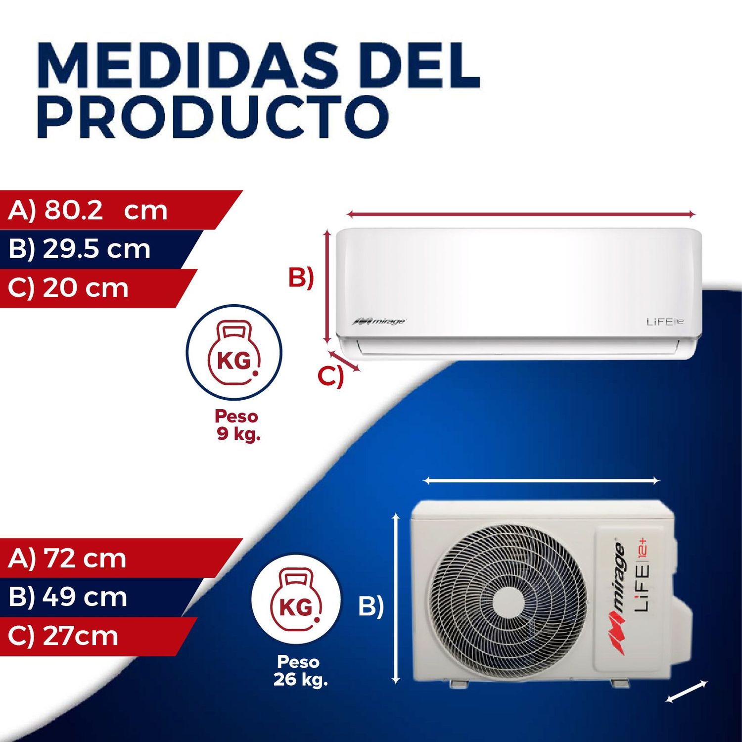 Minisplit Mirage Life 12 1 Tonelada Solo Frío 220 V
