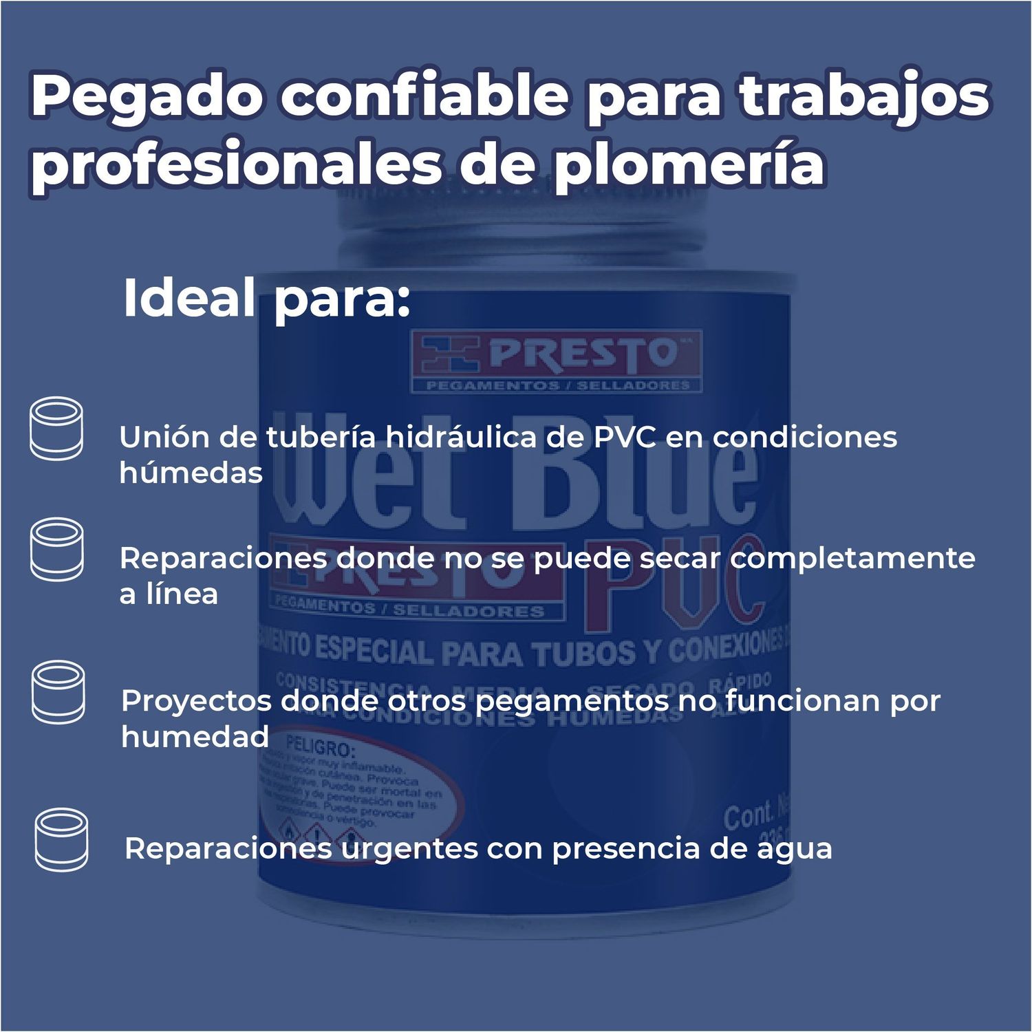 Pegamento Para PVC Presto Wet Blue 236 ML