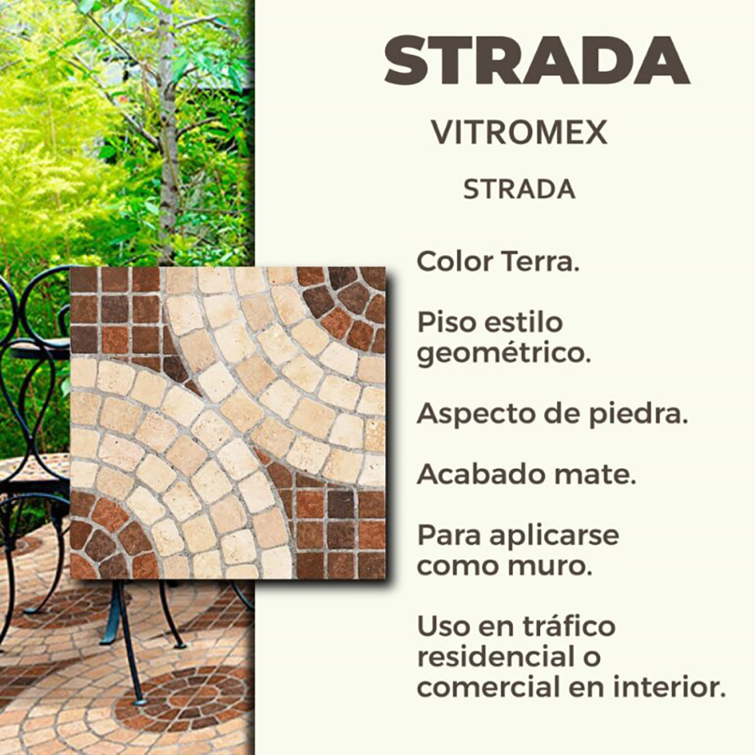 Piso Strada Terra Vitromex 45x45 cm