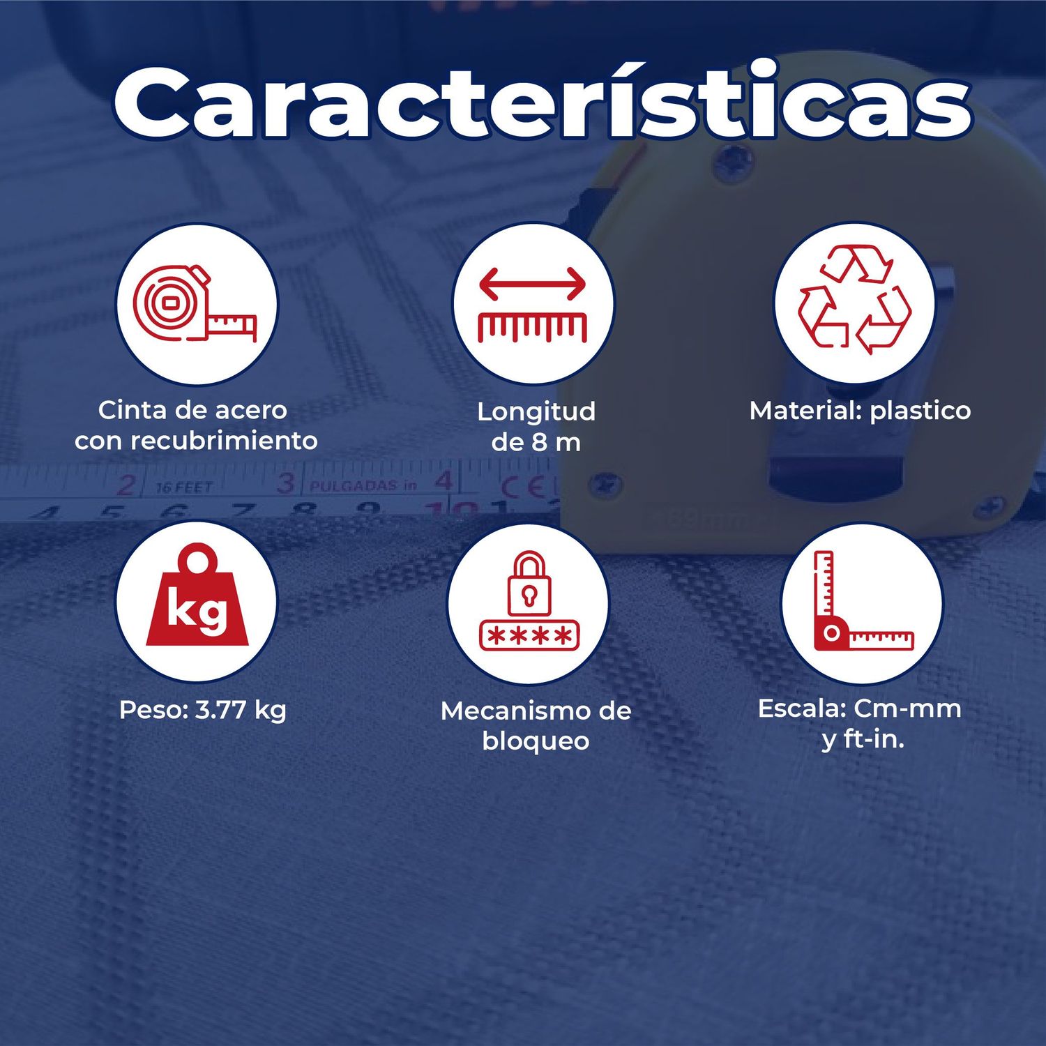 Cinta de Medir Pretul Flexómetro 8M 25 MM