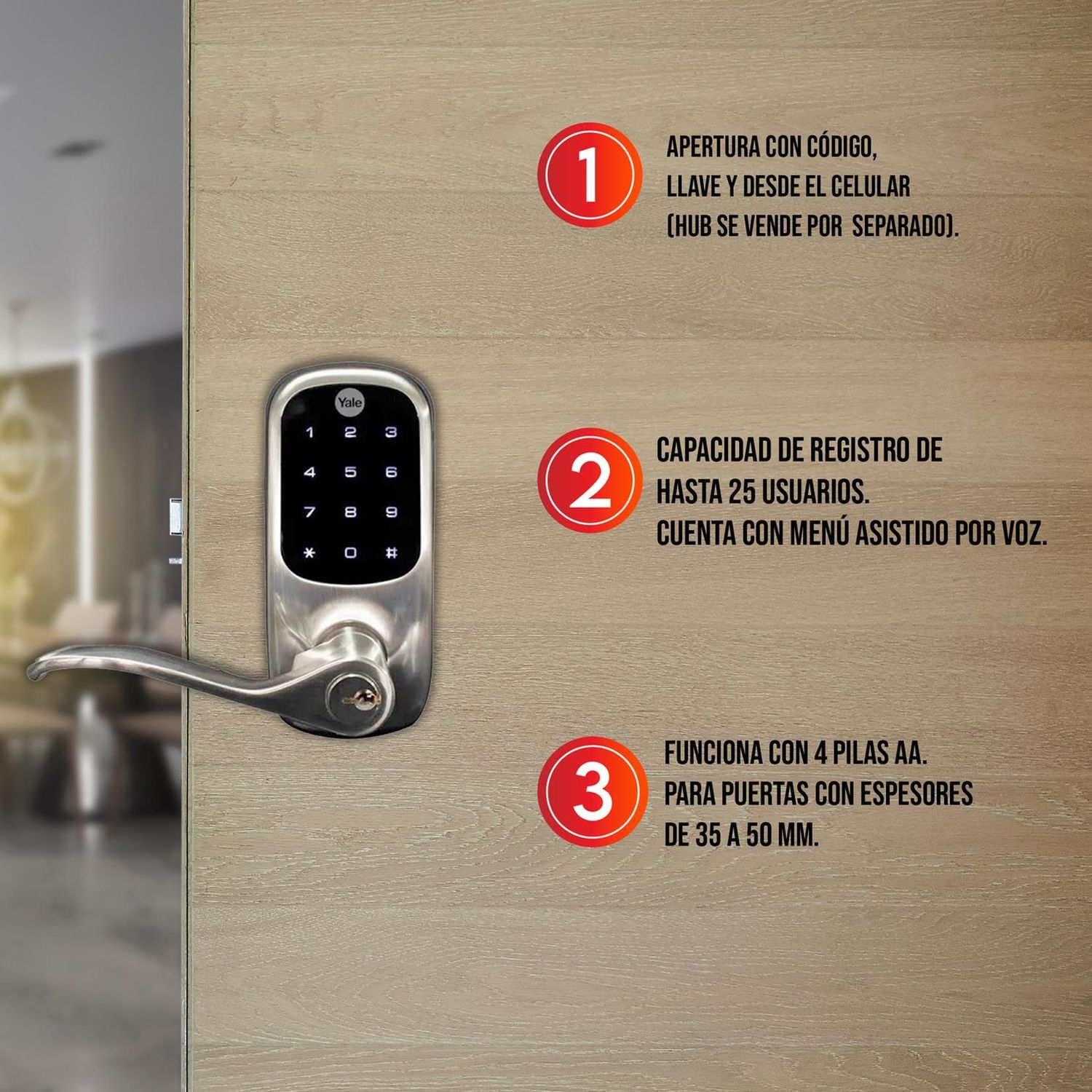 Cerradura Manija Real Living Yale Níquel