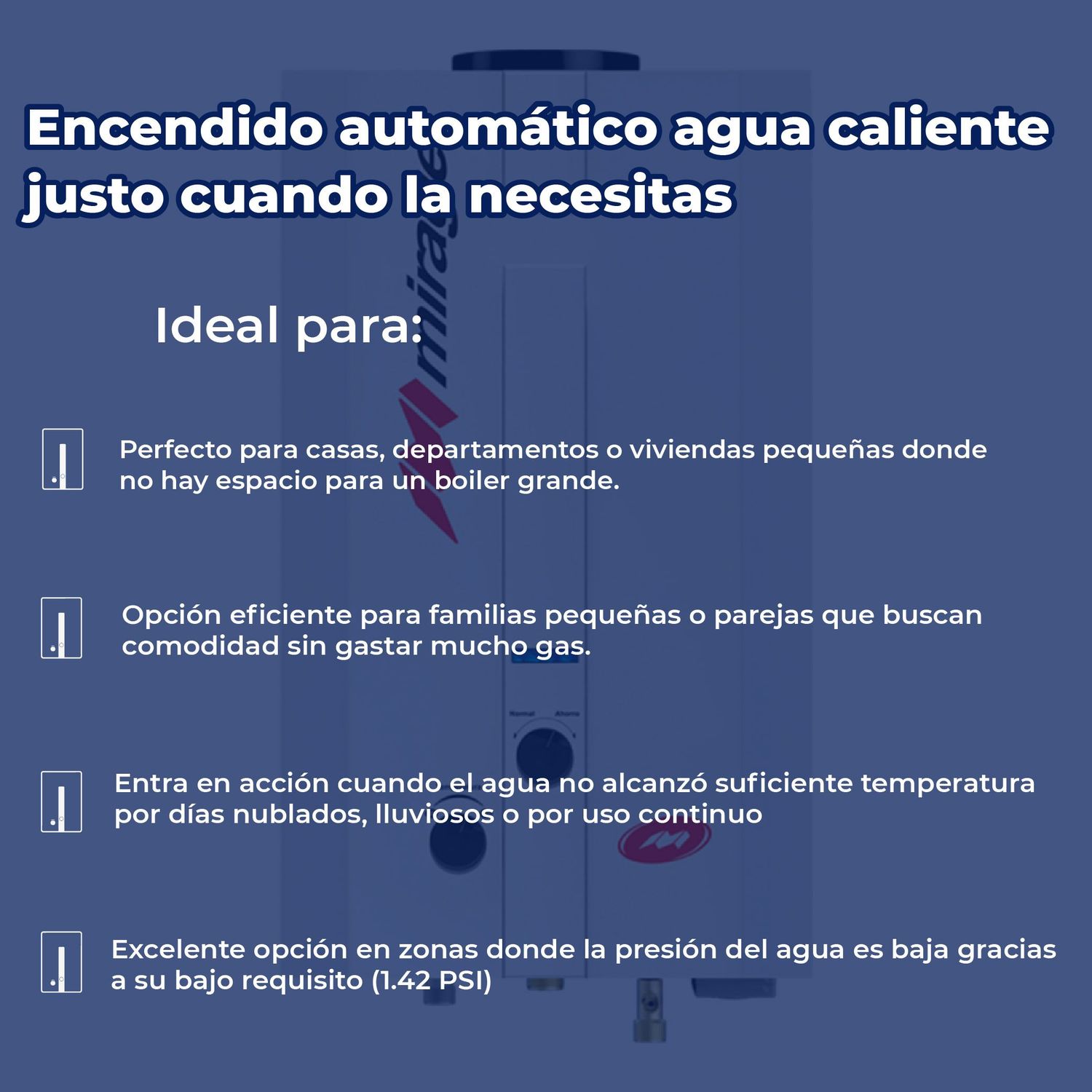 Calentador Paso Instantáneo Flux Mirage 6 L Gas LP