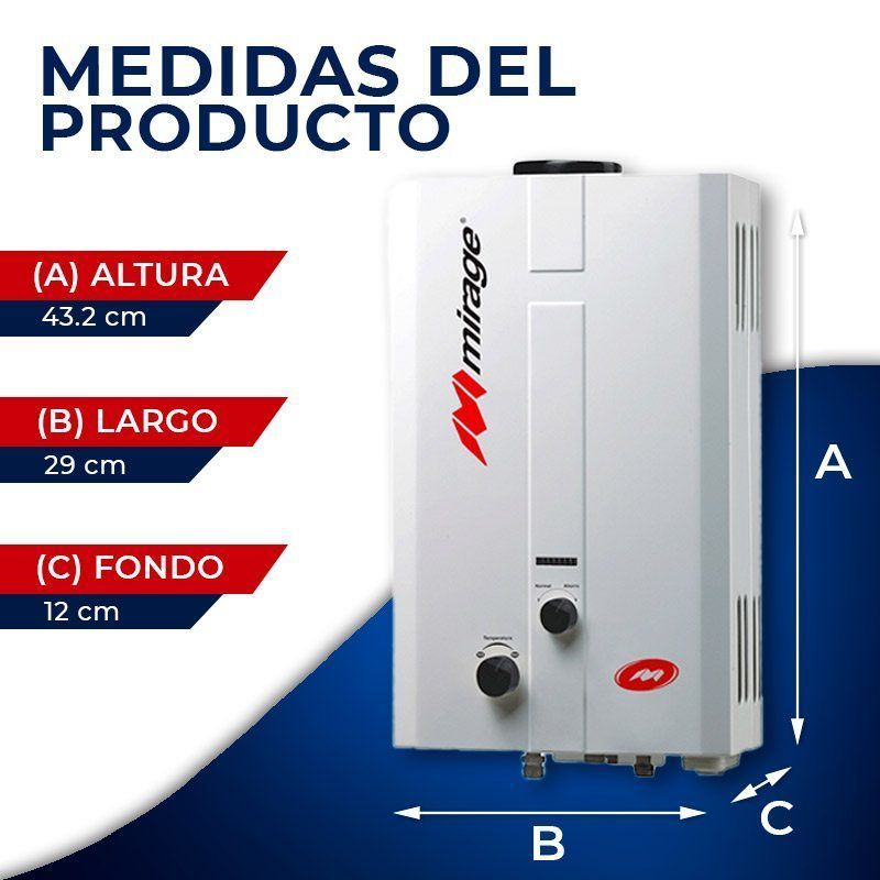 Calentador Paso Instantáneo Flux Mirage 6 L Gas LP