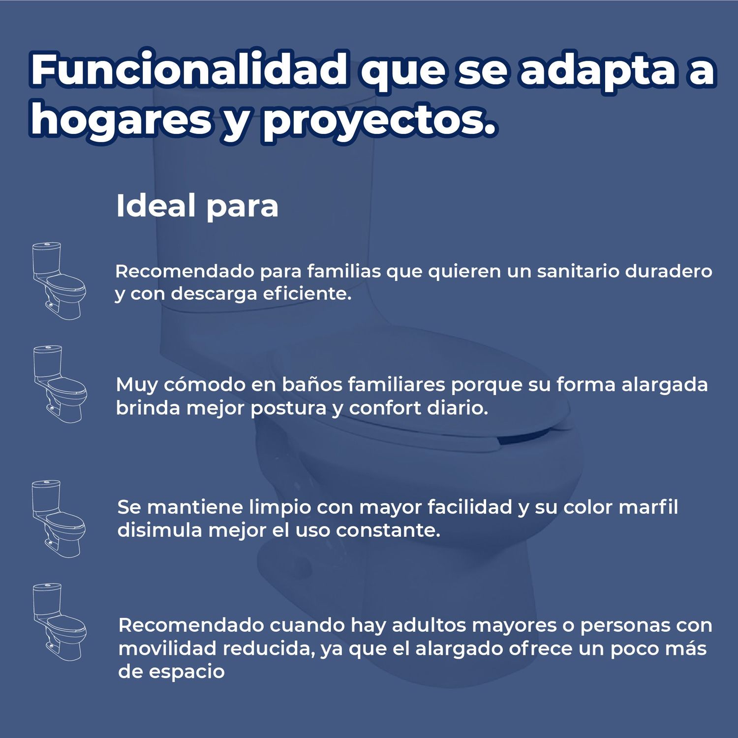 Sanitario WC Alargado Marfil 4.8 L Helvex Rodano 16