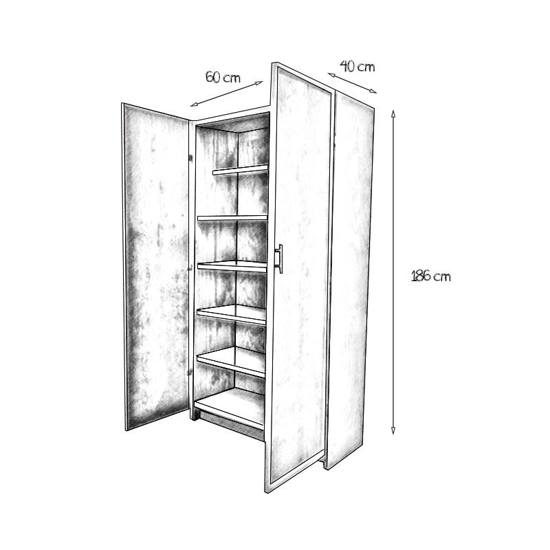 Alacena de Madera 60x30x180 cm Excel Mueble de Cocina Rústico