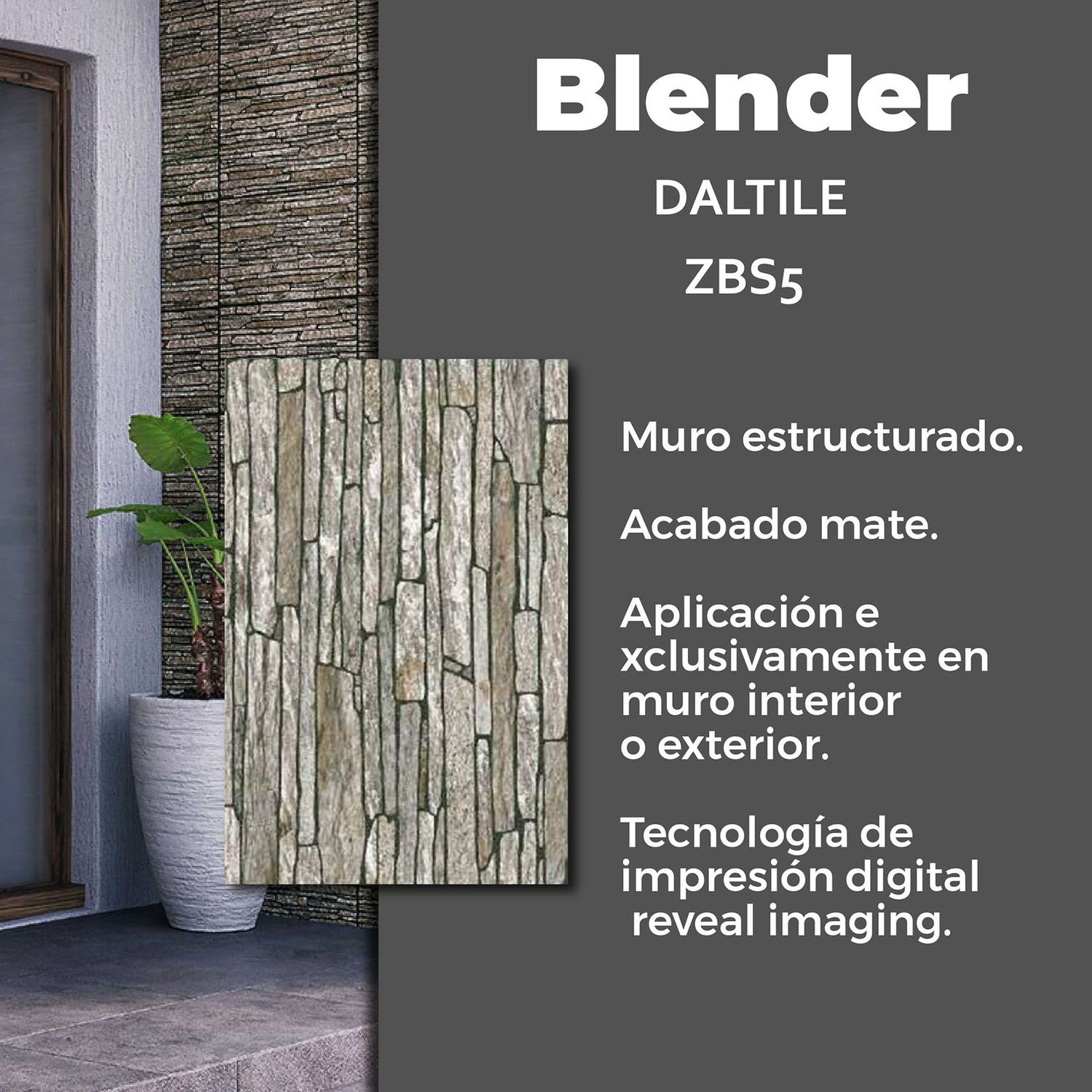 Muro Fachada Blender Stone Gray Daltile 30 x 45 cm