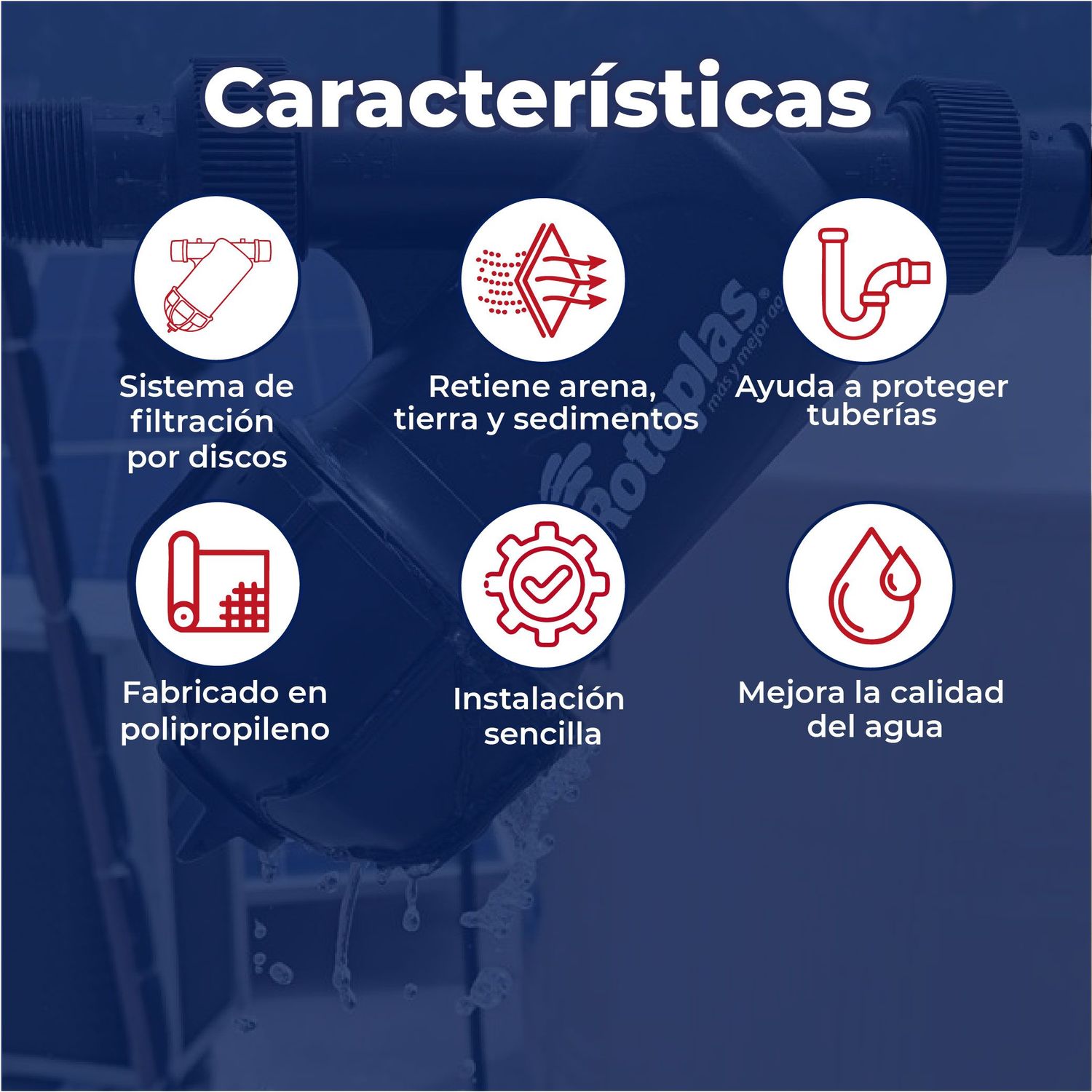 Filtro de Discos Lavable Rotoplas para Sistema Filtración Agua