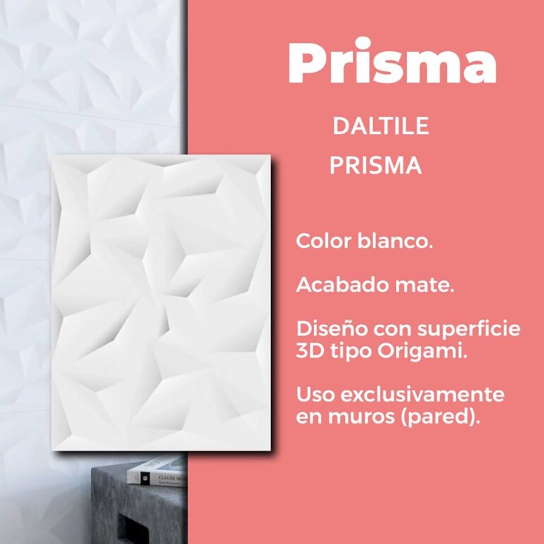Muro Prisma Origami Blanco Daltile 30 x 45 cm Rectificado