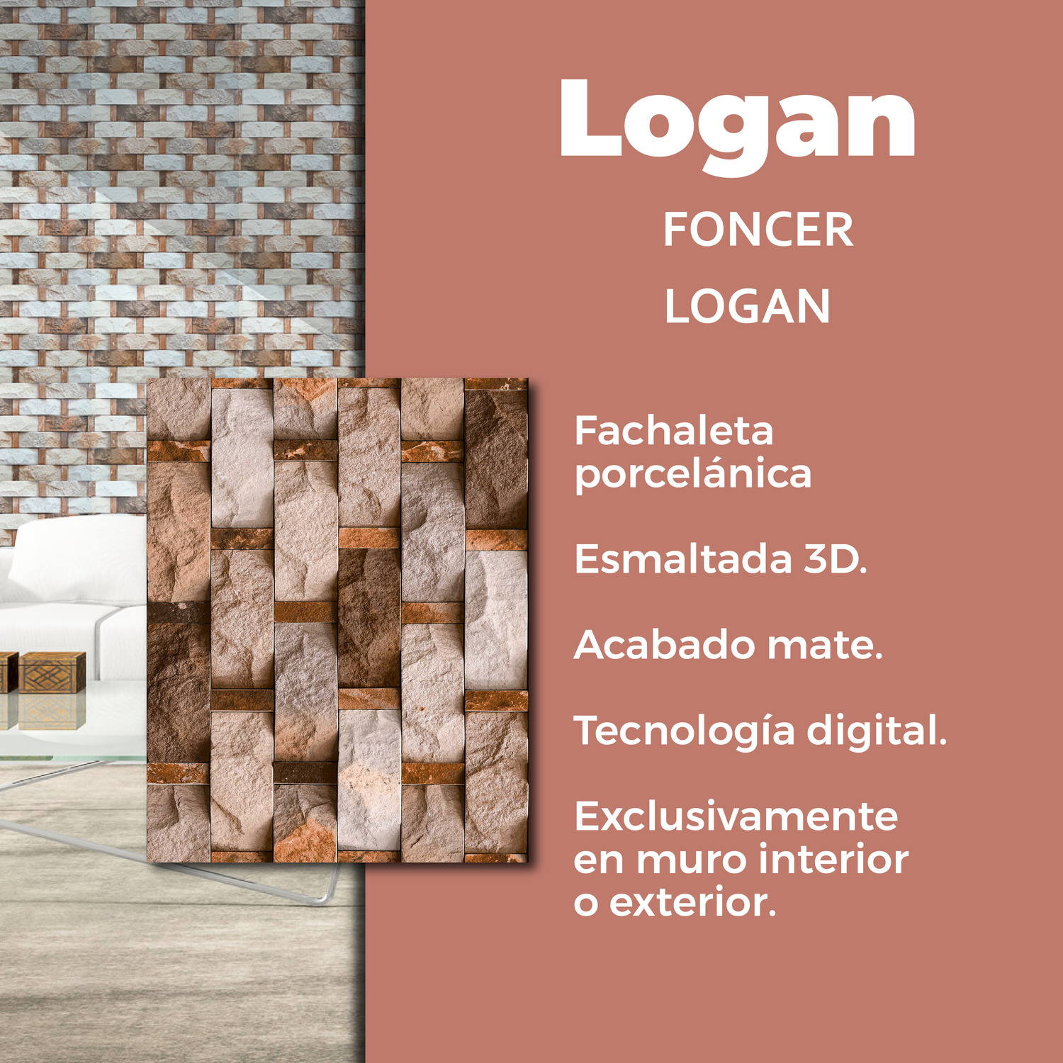 Fachaleta Logan Foncer 30 x 45 cm Brown