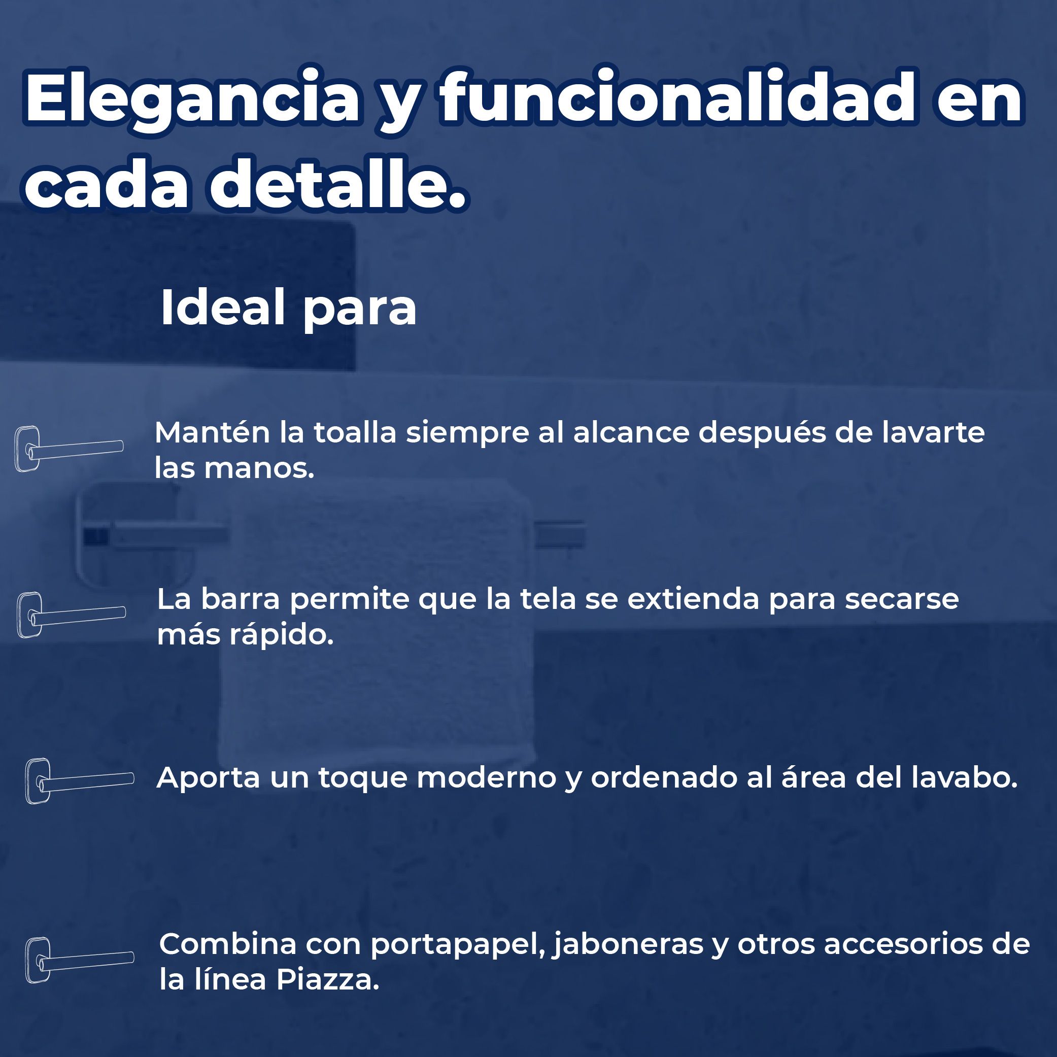 Toallero Corto Para Baño Helvex Piazza PIA-109