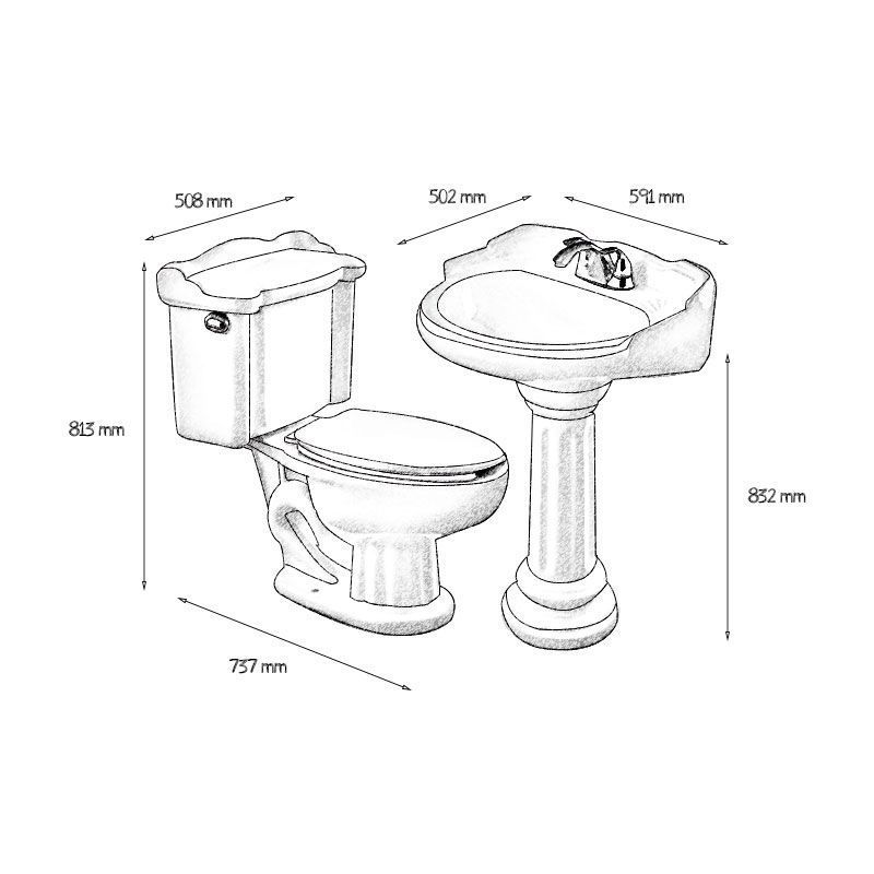 Paquete Sanitarios Alargado Romano Hueso