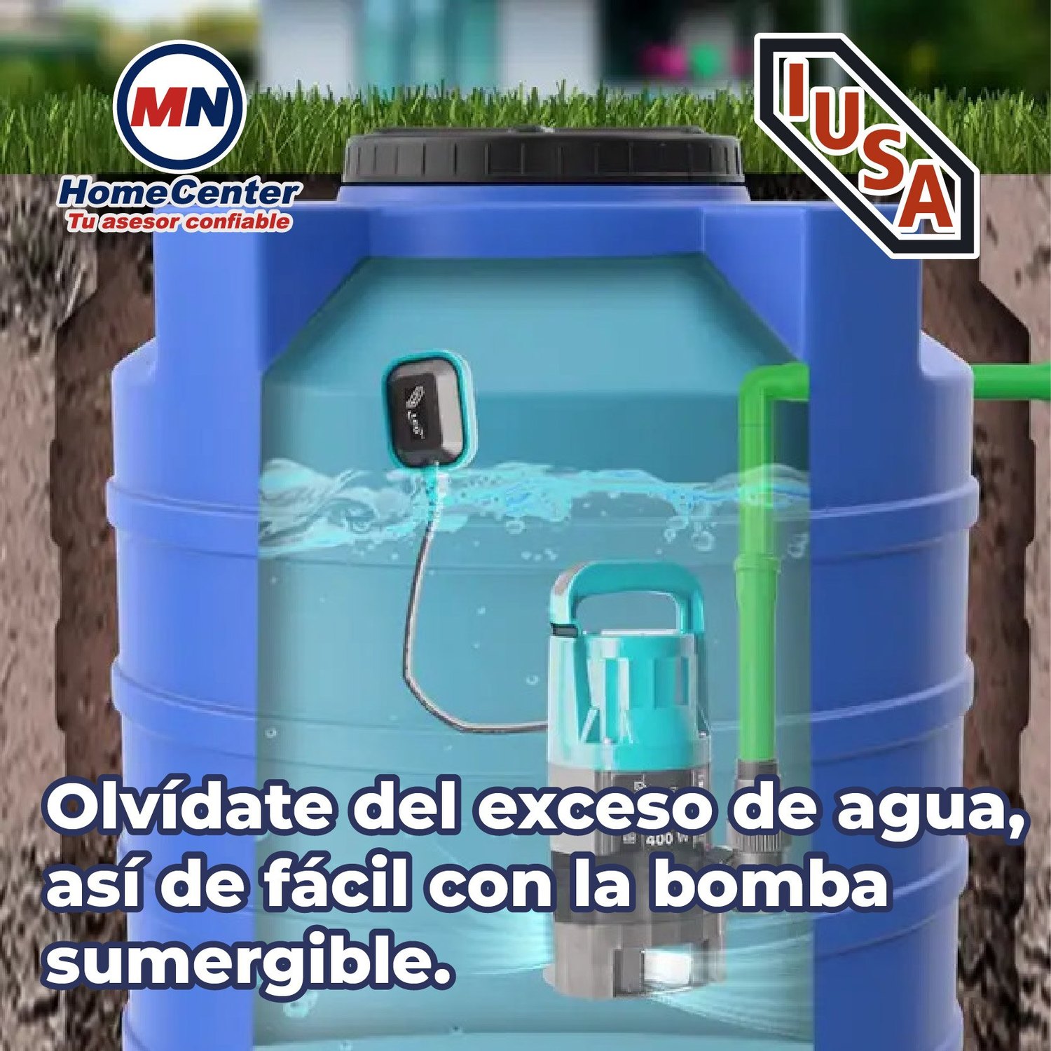 Bomba Sumergible 1HP agua limpia y turbia 127 V