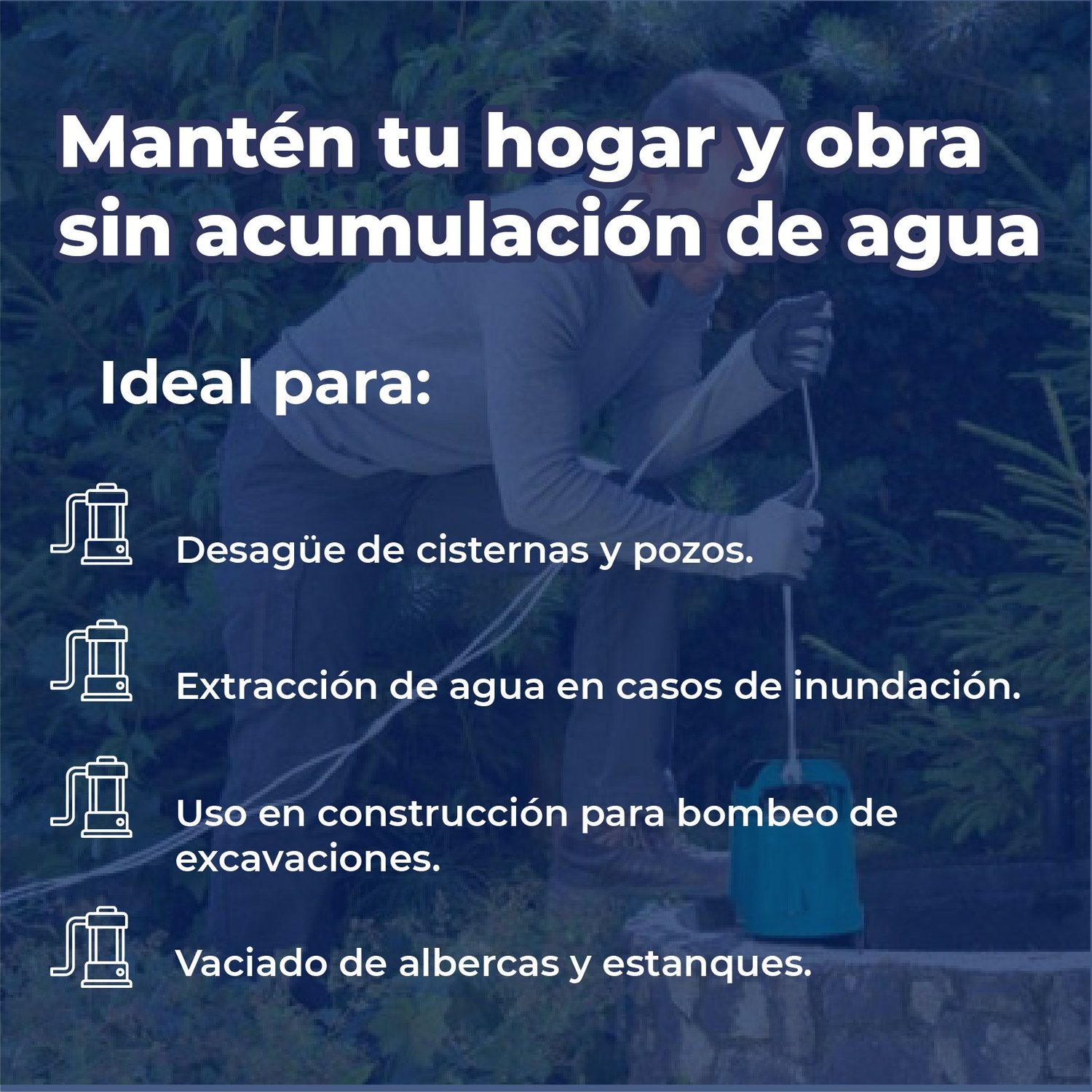 Bomba Sumergible 1HP agua limpia y turbia 127 V