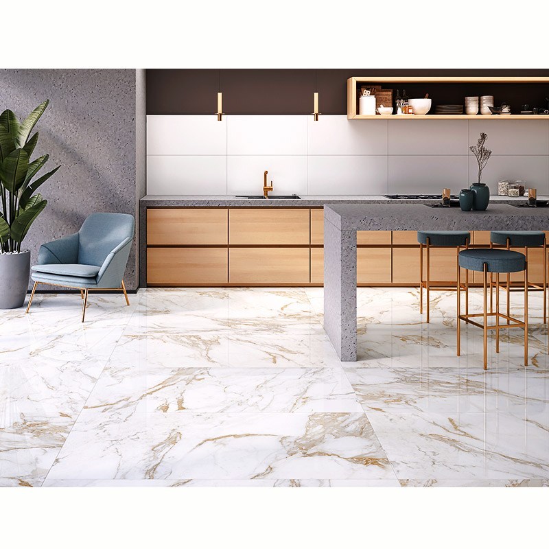 Piso porcelánico Carrara Gold Daltile 80x160cm rectif. White
