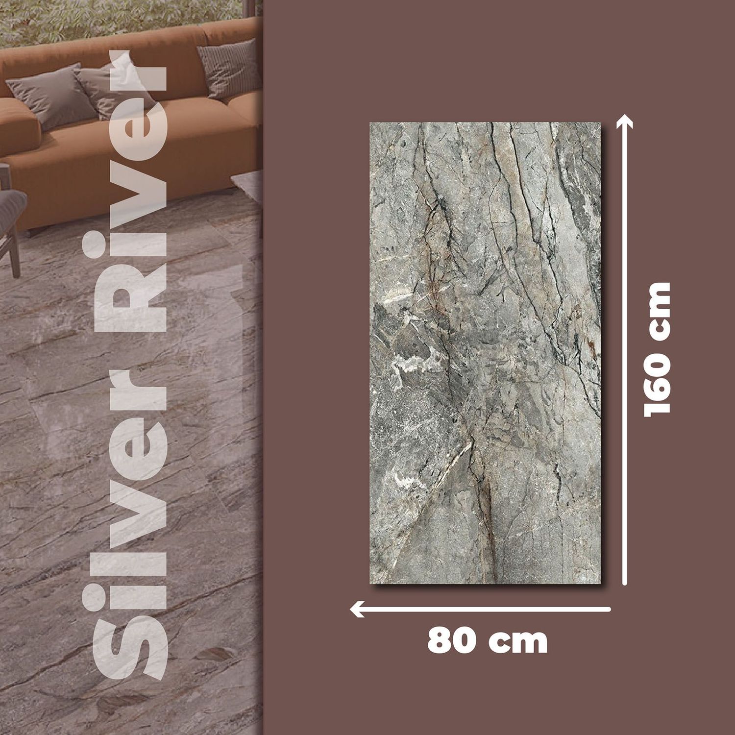 Piso Silver River Gray Daltile 80x160 cm Rectificado