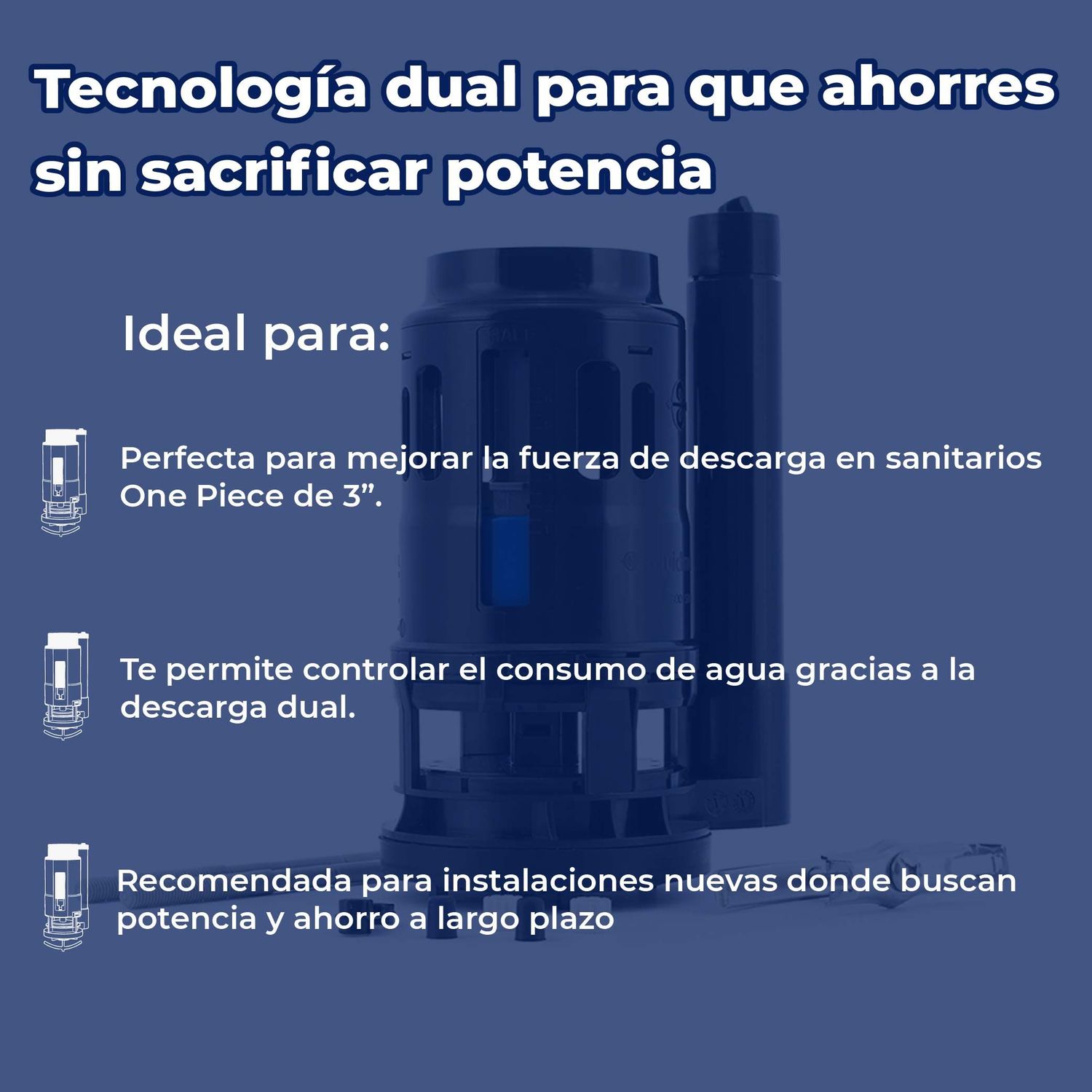 Válvula de Descarga Sanitario WC Dual Fluidmaster One Piece 3"