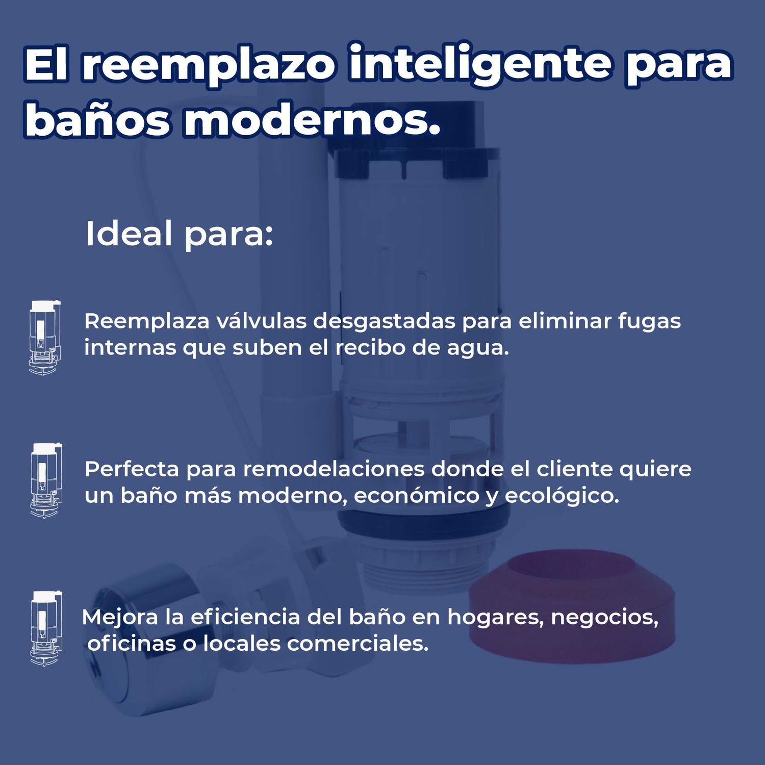 Válvula de Descarga Sanitario WC Dual Dos Pzas 2 Pulgadas