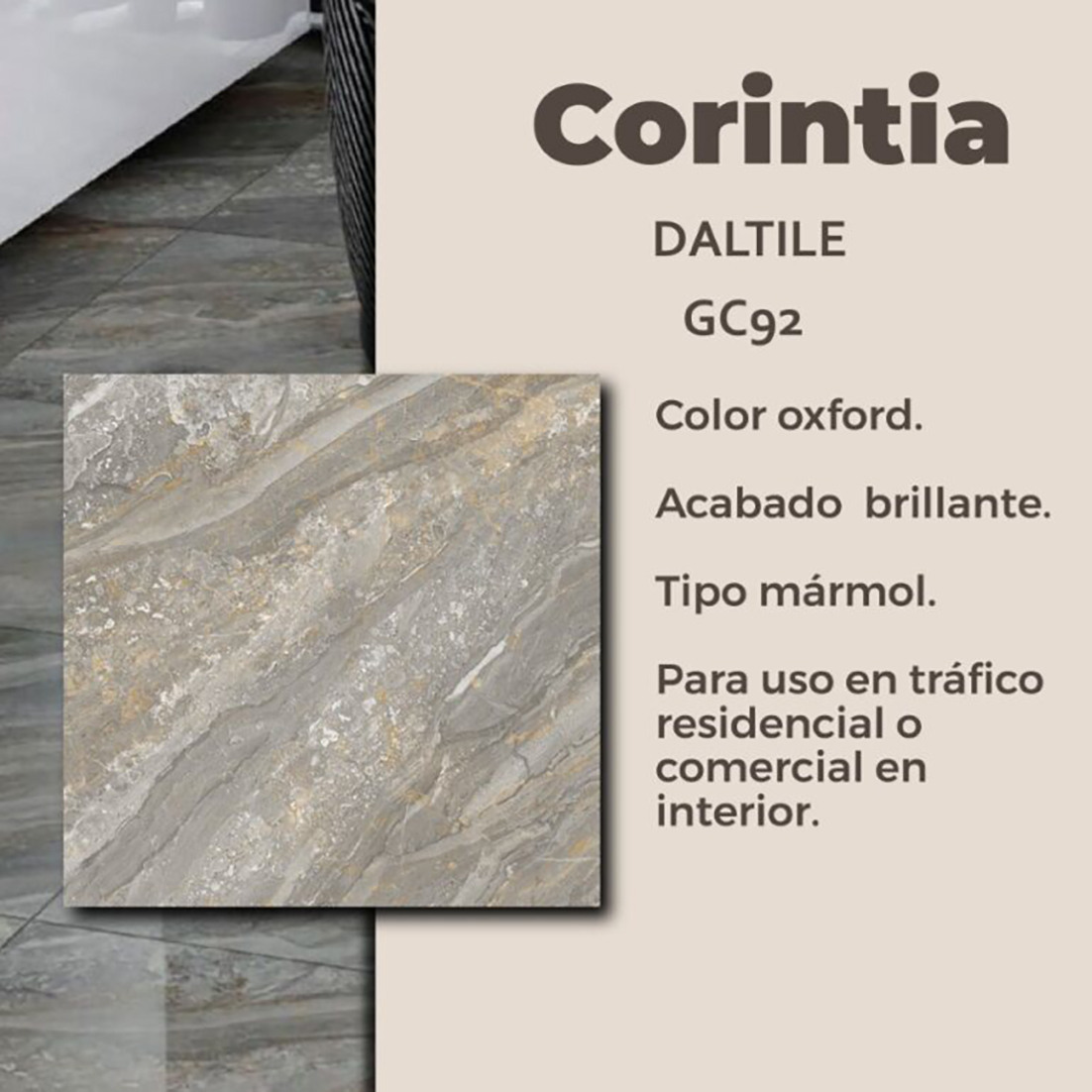 Piso Corintia Oxford Daltile 60.5 x 60.5 cm