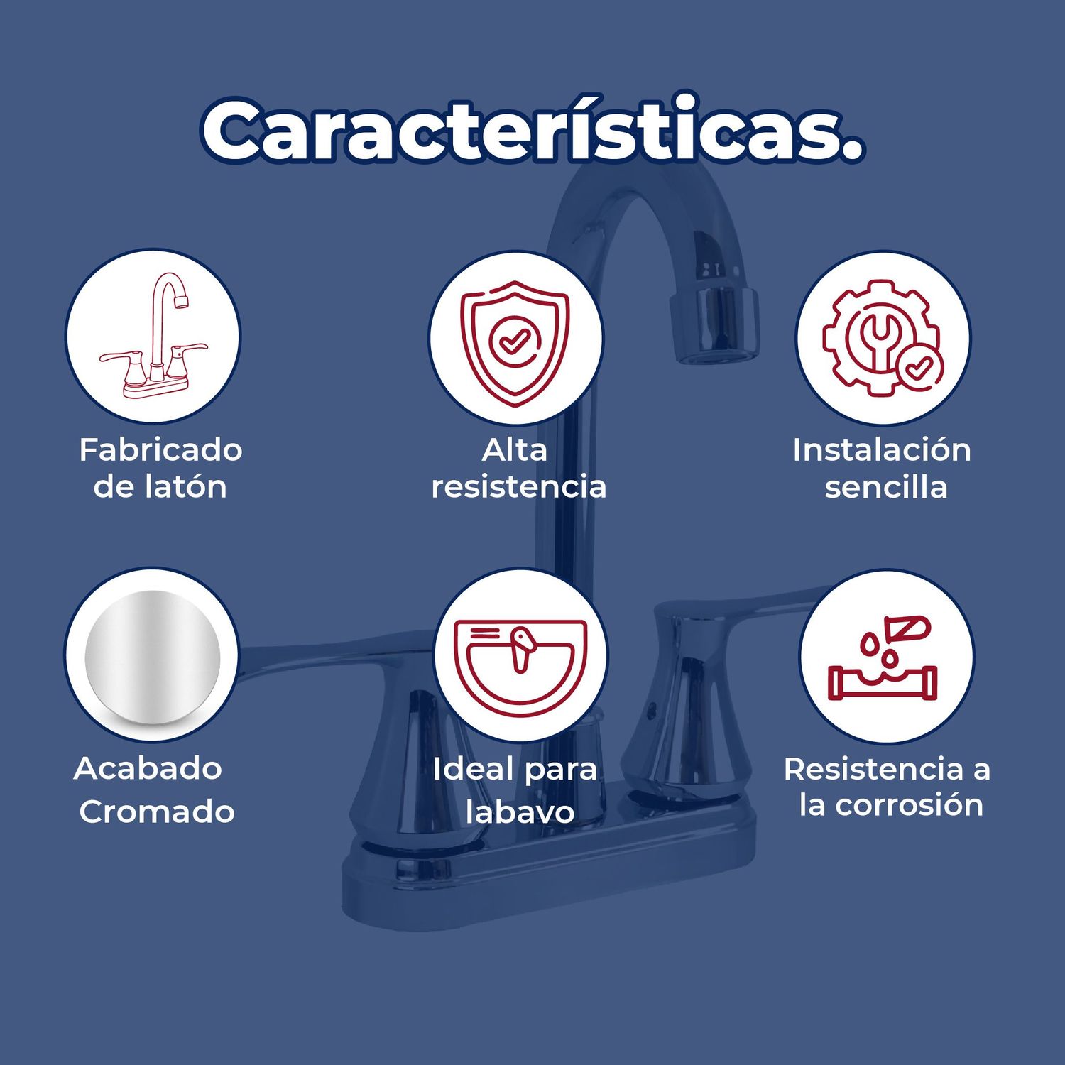 Llave Mezcladora 4" Para Lavabo Tipo Bar Rugo Acabado Cromo