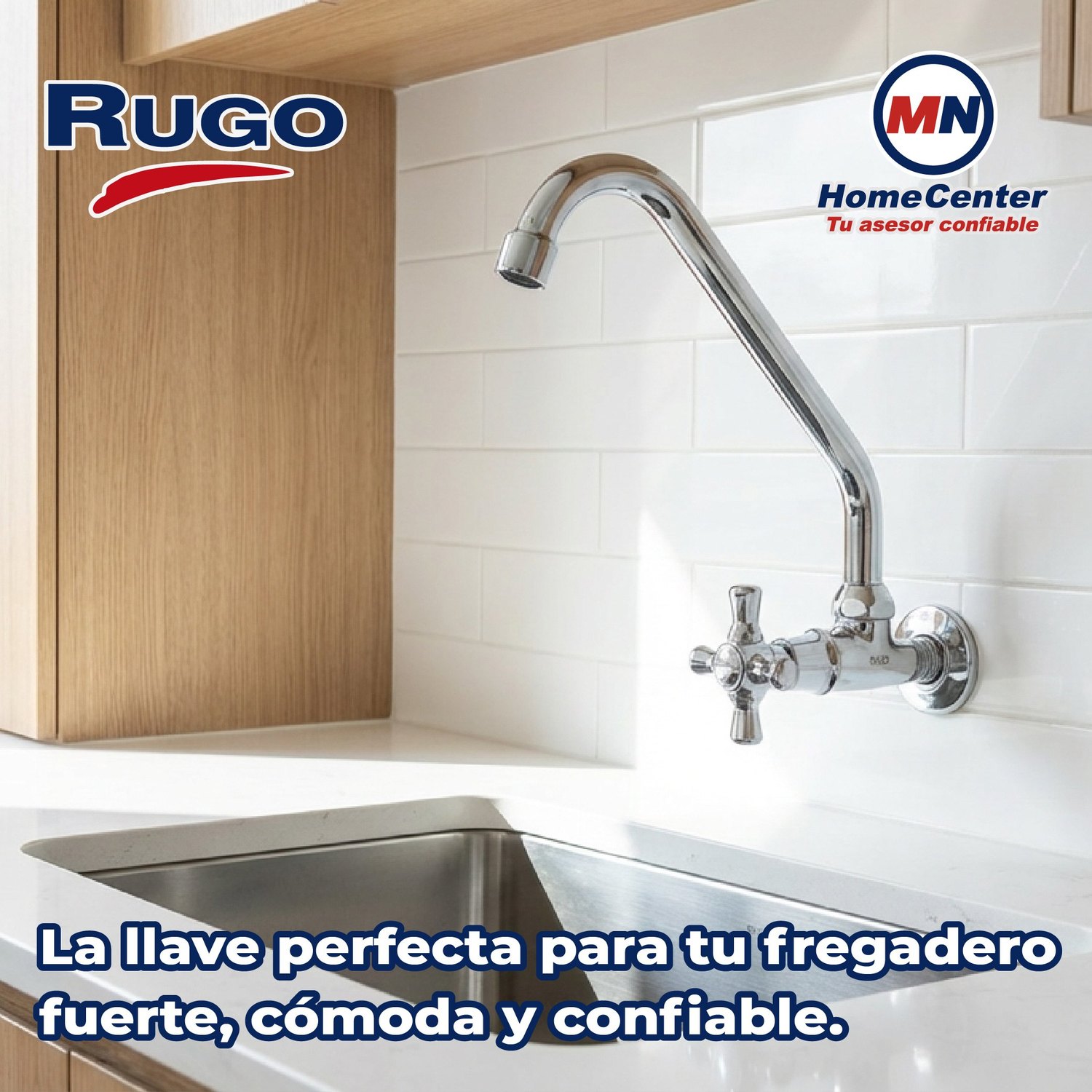 Llave Individual para Fregadero Pared Maneral de Cruz Cromo 7FPC