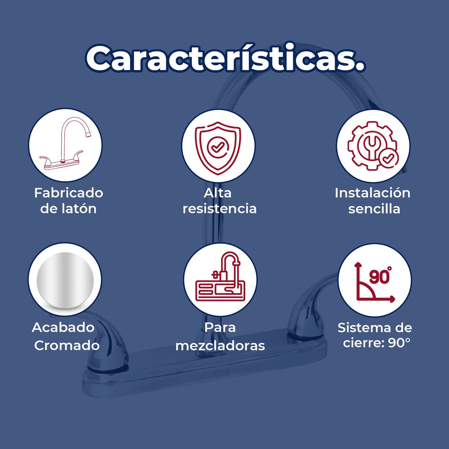 Llave Mezcladora 8" al Piso Para Fregadero Rugo Maneral Géminis