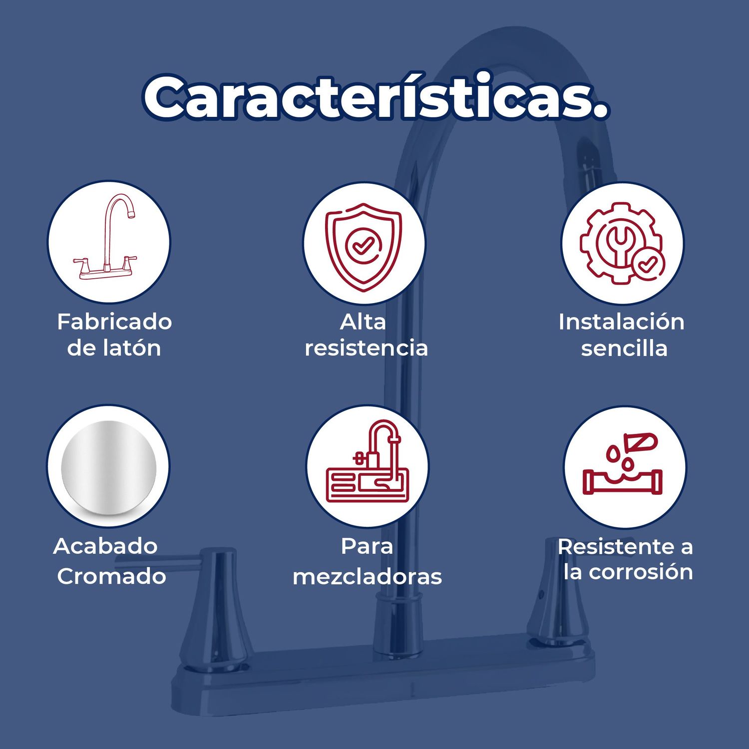 Llave Mezcladora 8" al Piso Para Fregadero Con Cubierta Rugo