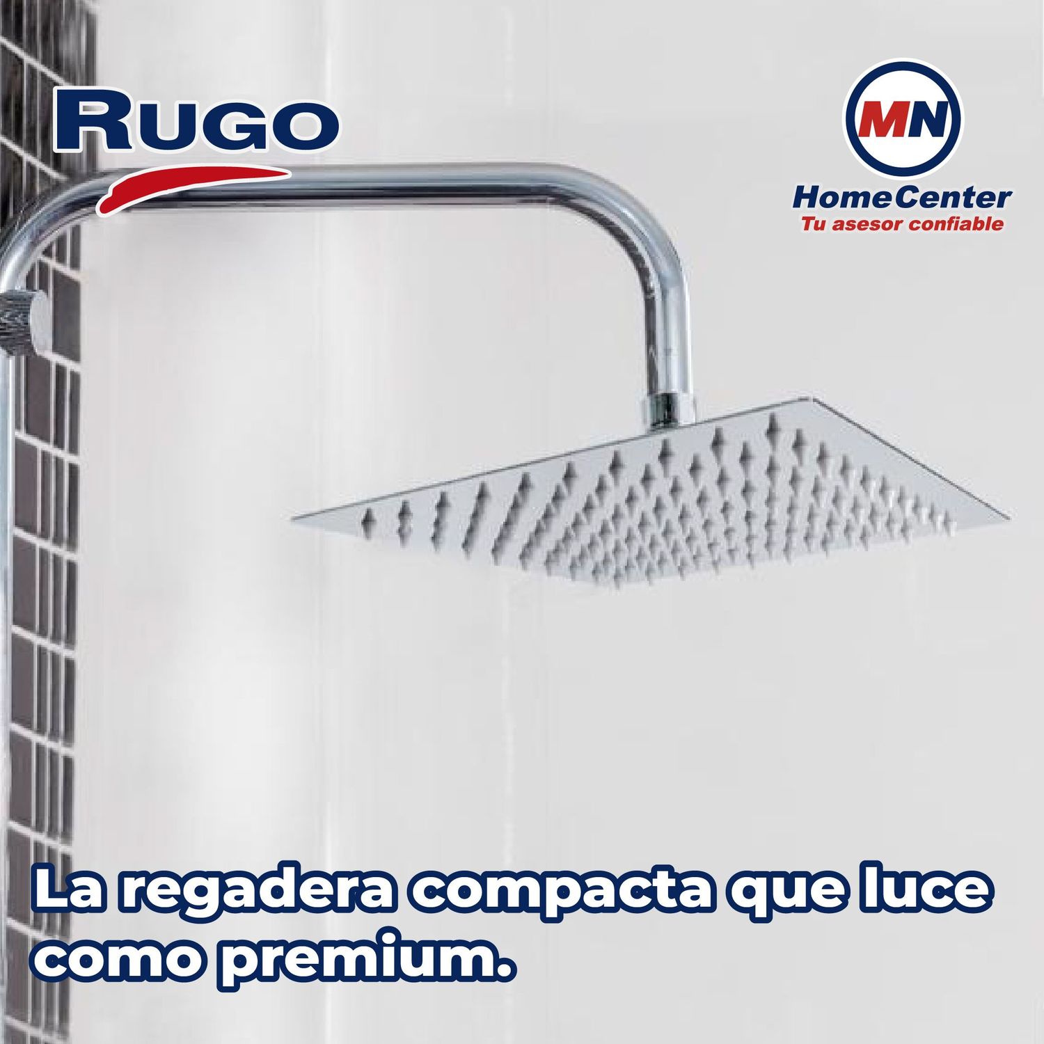 Regadera Ultra Delgada Sin Brazo Cuadrada de 6 x 6" Rugo