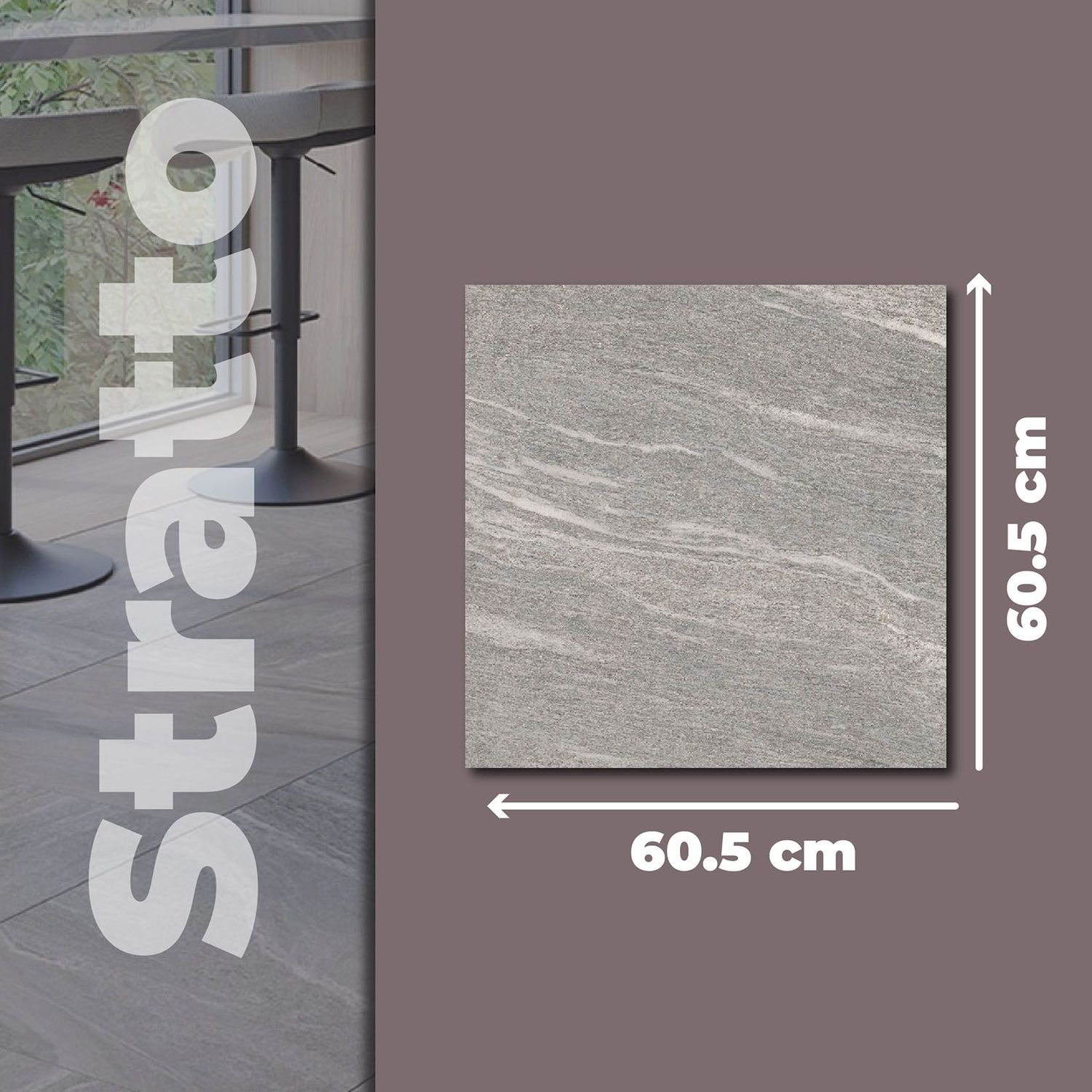 Piso Stratto Light Gray Daltile 60.5x60.5 cm