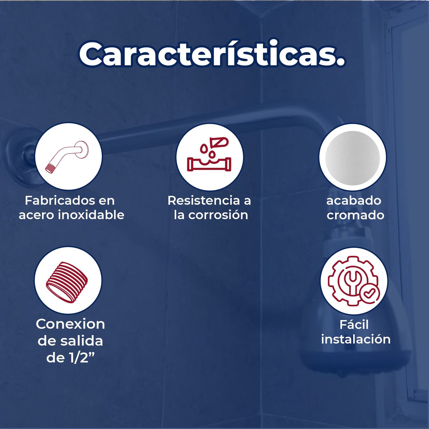 Brazo y Chapetón para Regadera de 39 cm de longitud Rugo 45BRF