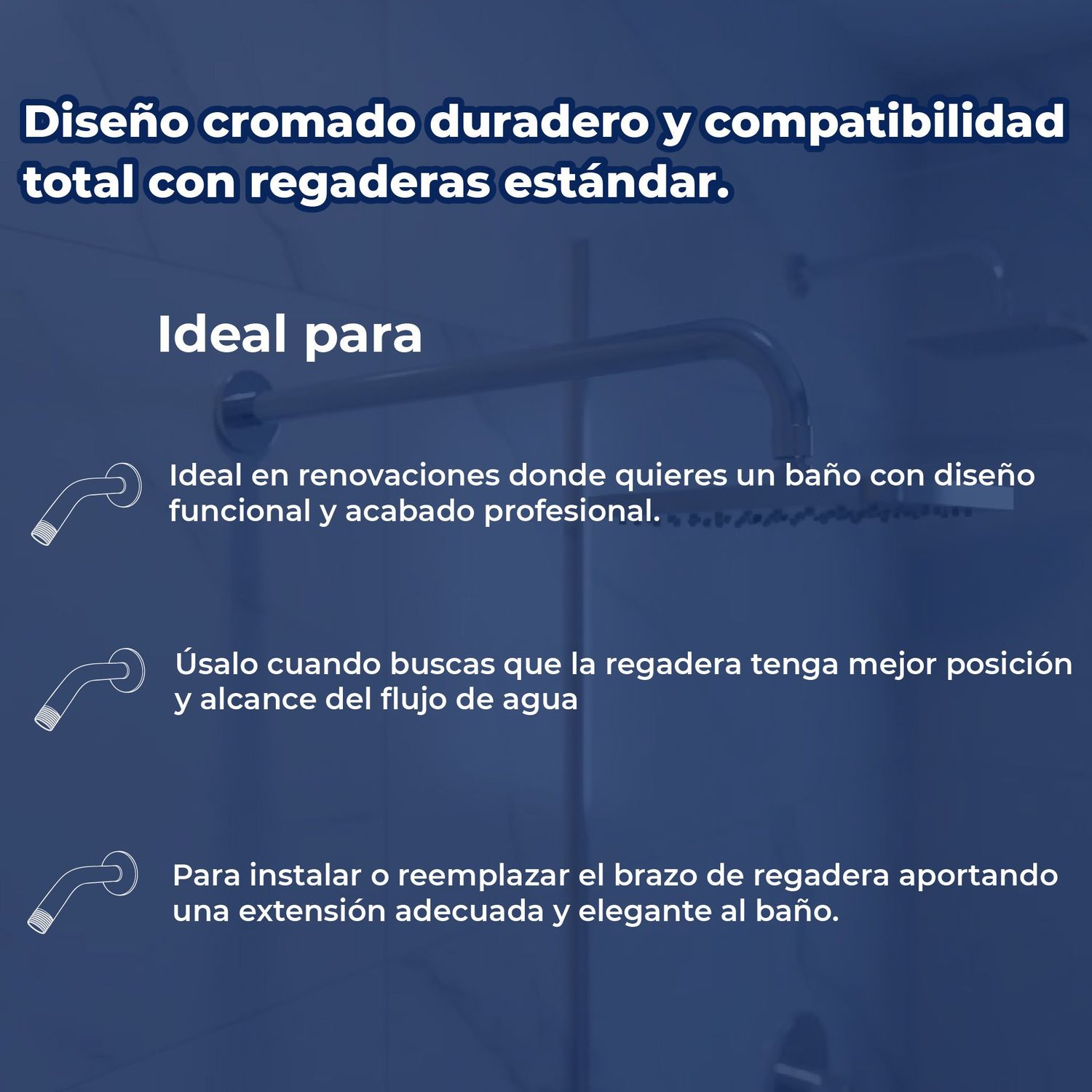 Brazo y Chapetón para Regadera de 39 cm de longitud Rugo 45BRF